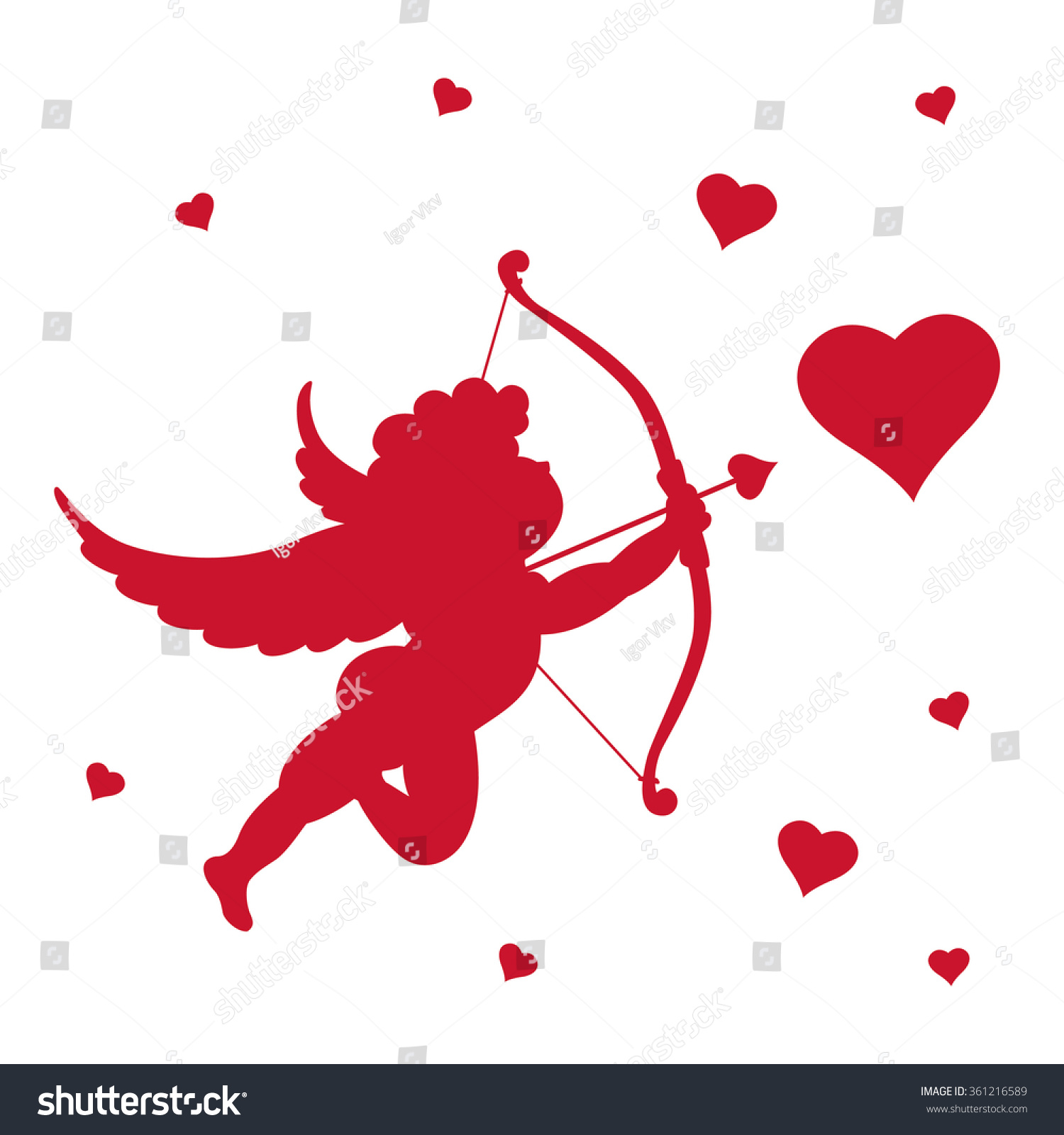 Silhouette Cupid Vector Illustration Stock Vector Royalty Free 361216589 Shutterstock 6199