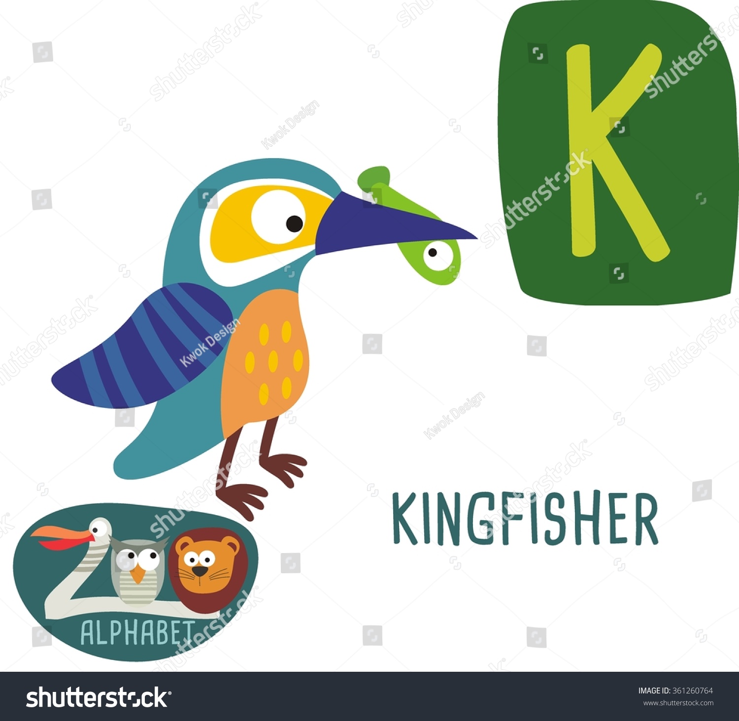 Cute Zoo Alphabet Vector K Letter Stock Vector (Royalty Free) 361260764 ...