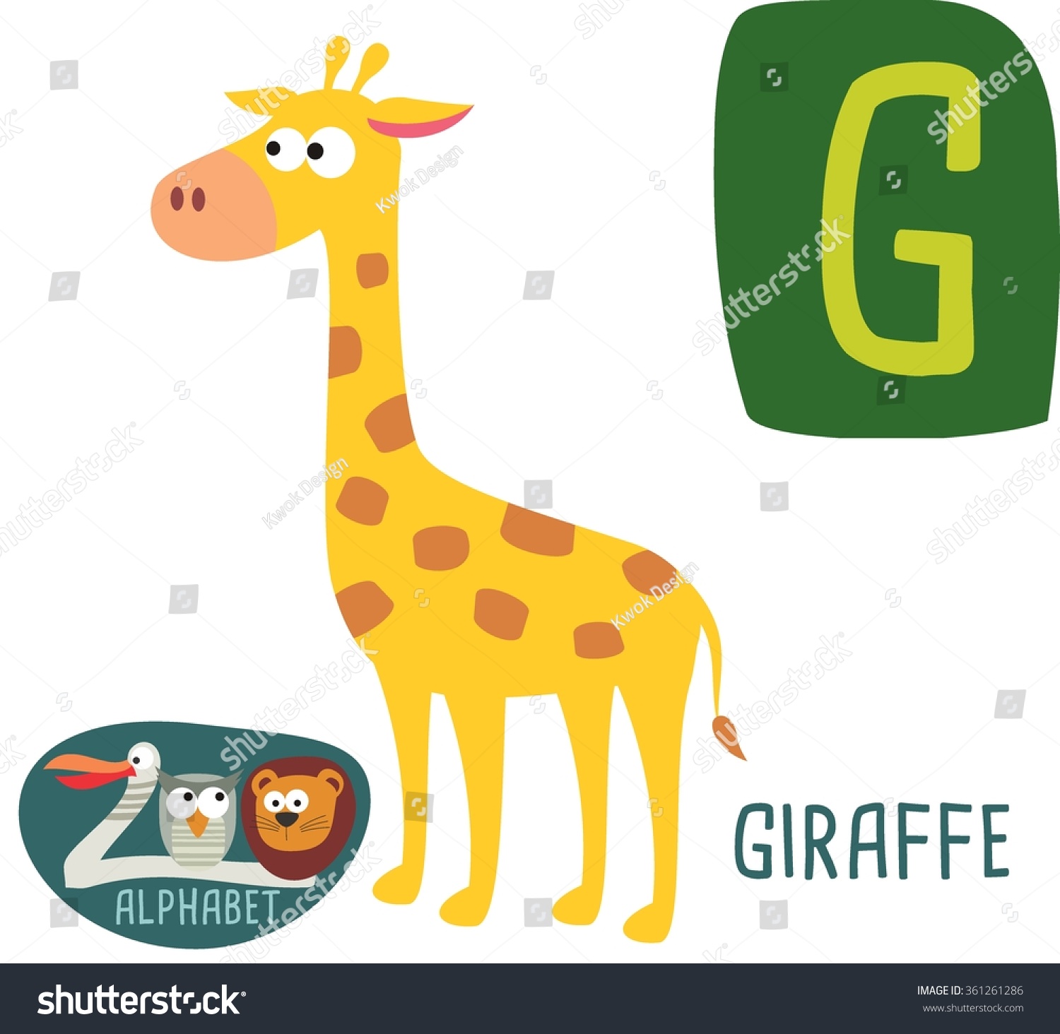 Cute Zoo Alphabet Vector G Letter Stock Vector (Royalty Free) 361261286 ...