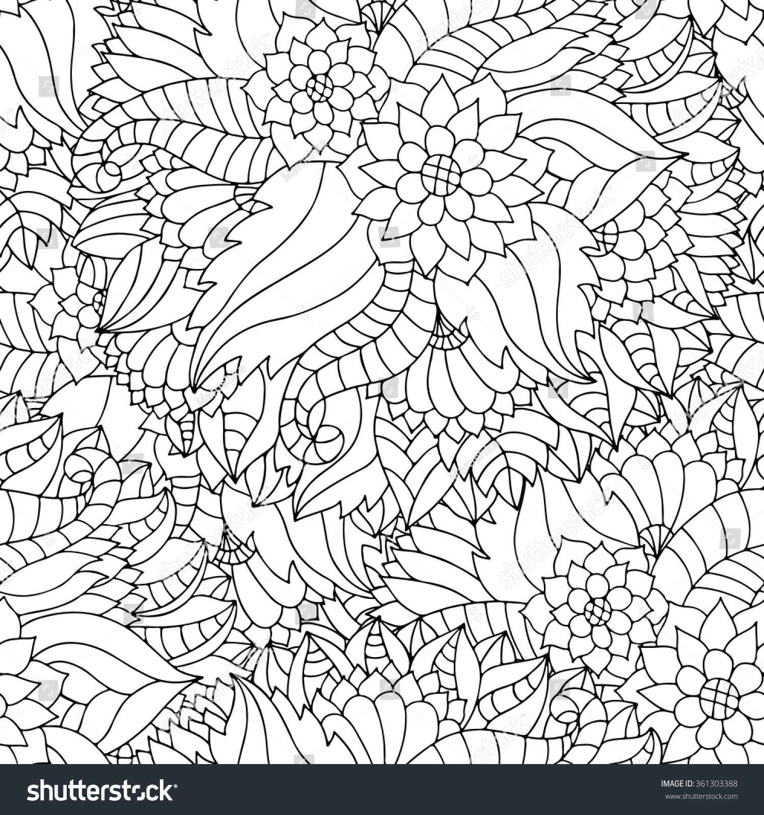 Hand Drawn Zentangle Flower Ornament Adult Stock Vector (Royalty Free ...