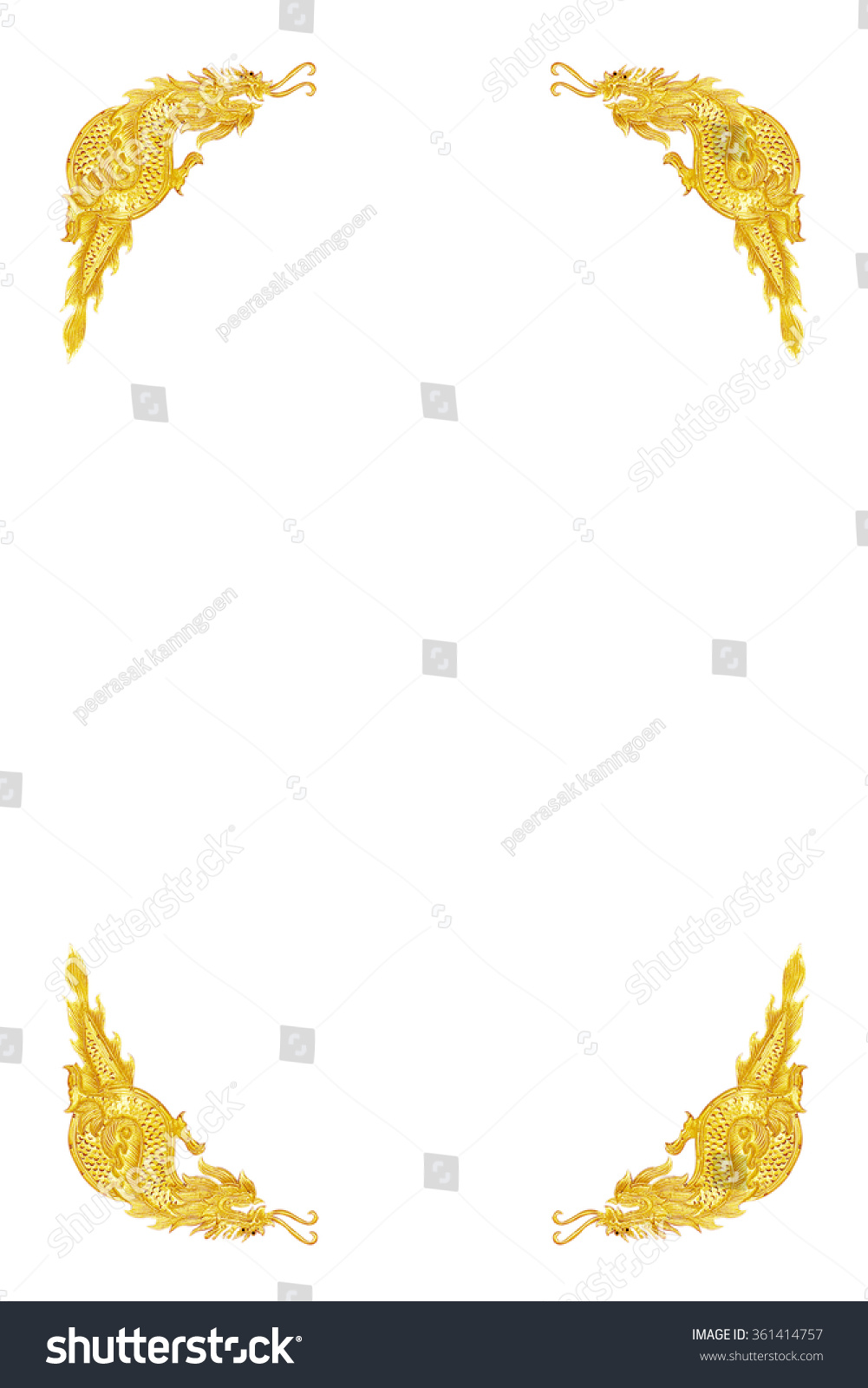 Golden Dragon Frame On White Background Stock Photo 361414757 ...