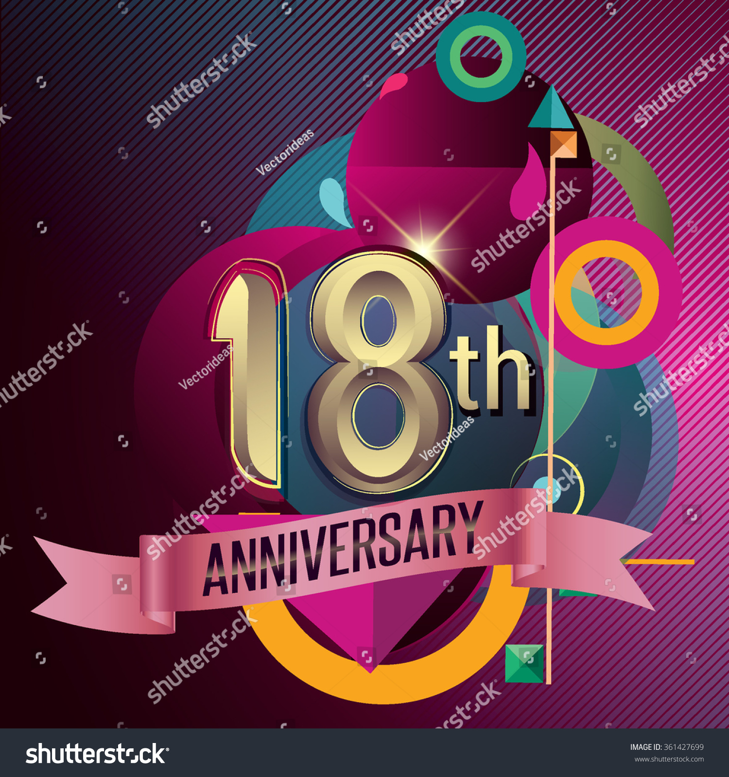 18th Anniversary Party Poster Banner Invitation Stock Vector (Royalty ...