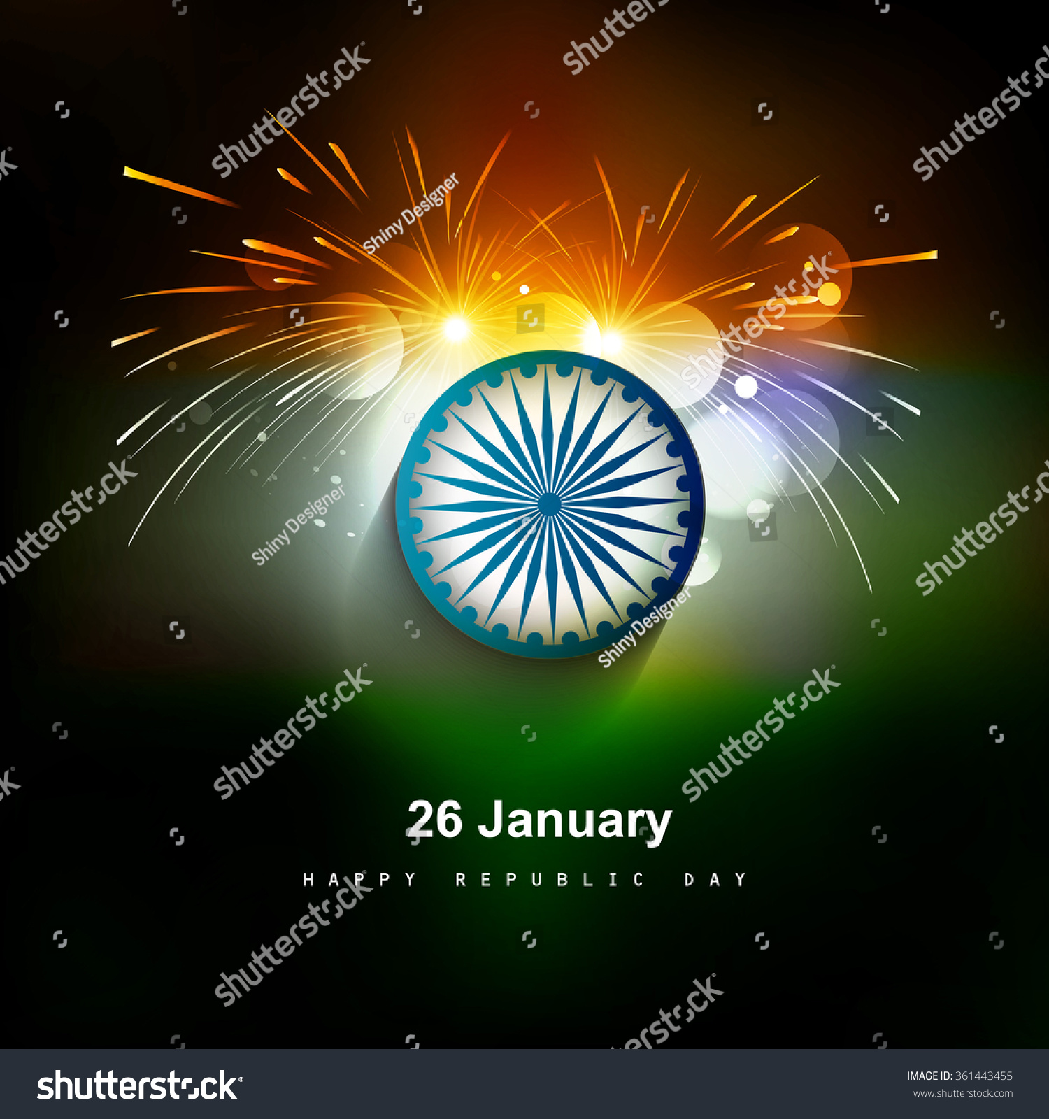 Indian Flag Tricolor Card Firework Background Stock Vector (Royalty ...