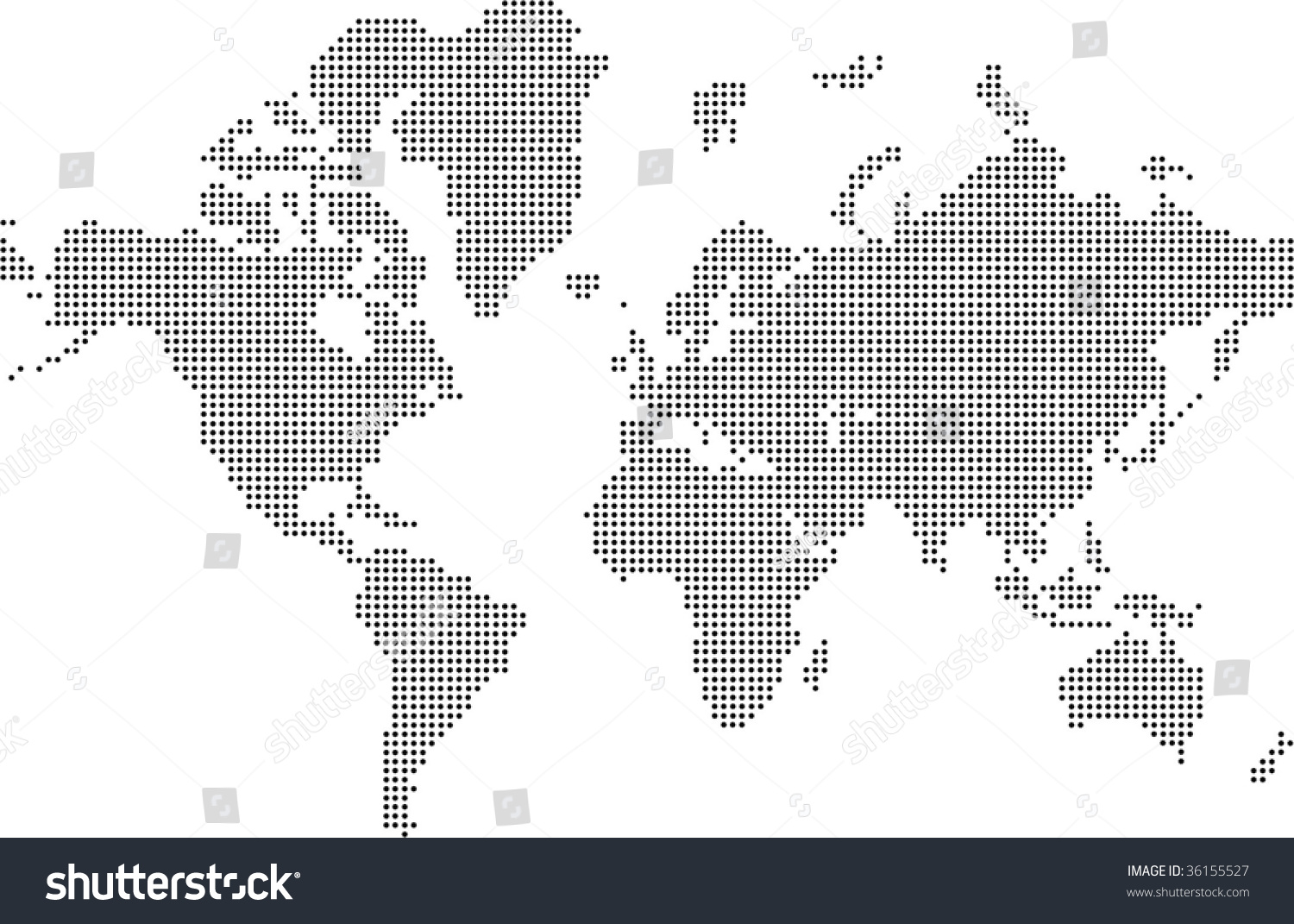 Black White Illustrated World Map Vector Stock Vector (Royalty Free