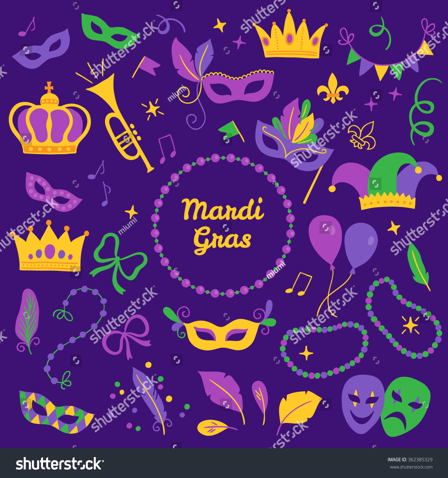 Set Mardi Gras Design Elements Carnival Stock Vector (Royalty Free ...