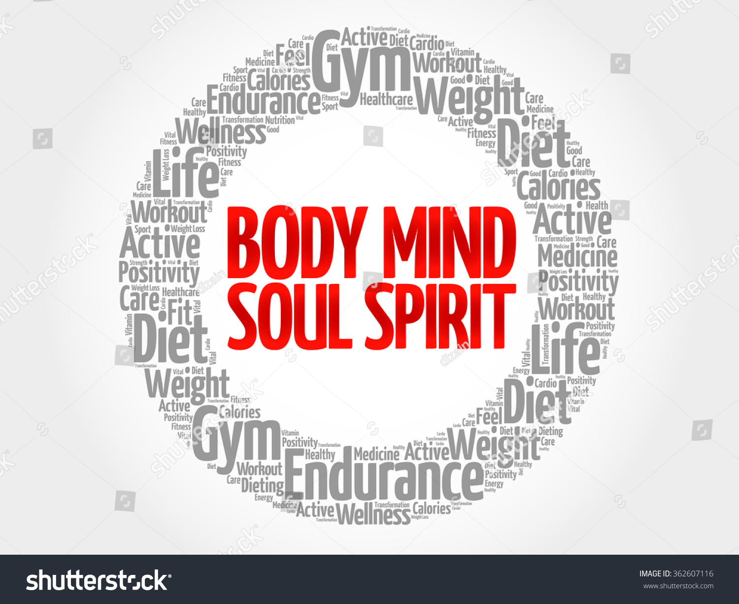 Body Mind Soul Spirit Word Cloud Stock Vector Royalty Free 362607116