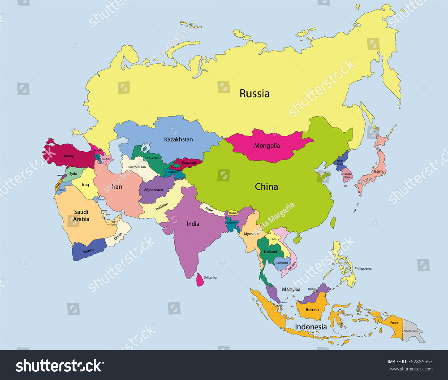 Политическая карта стран азии. Политическая карта Азии. Карта Азии на русском языке со странами.