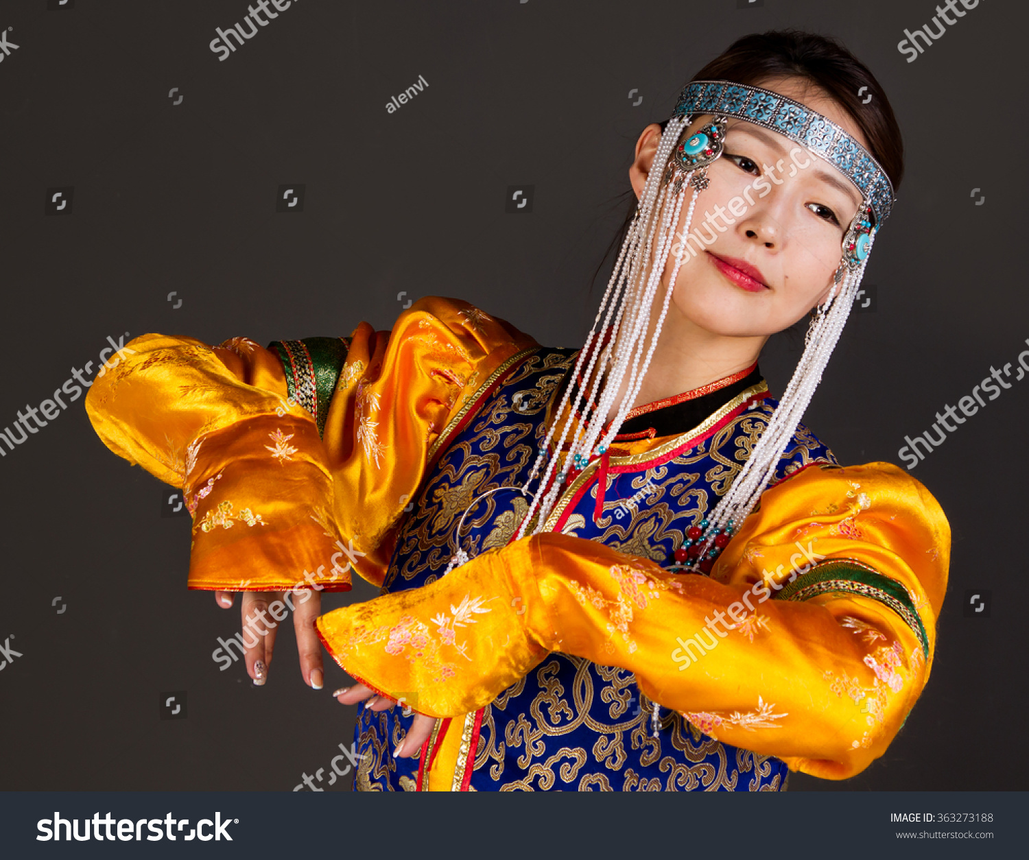 Young Girl Buryat National Costume Dances Stock Photo 363273188