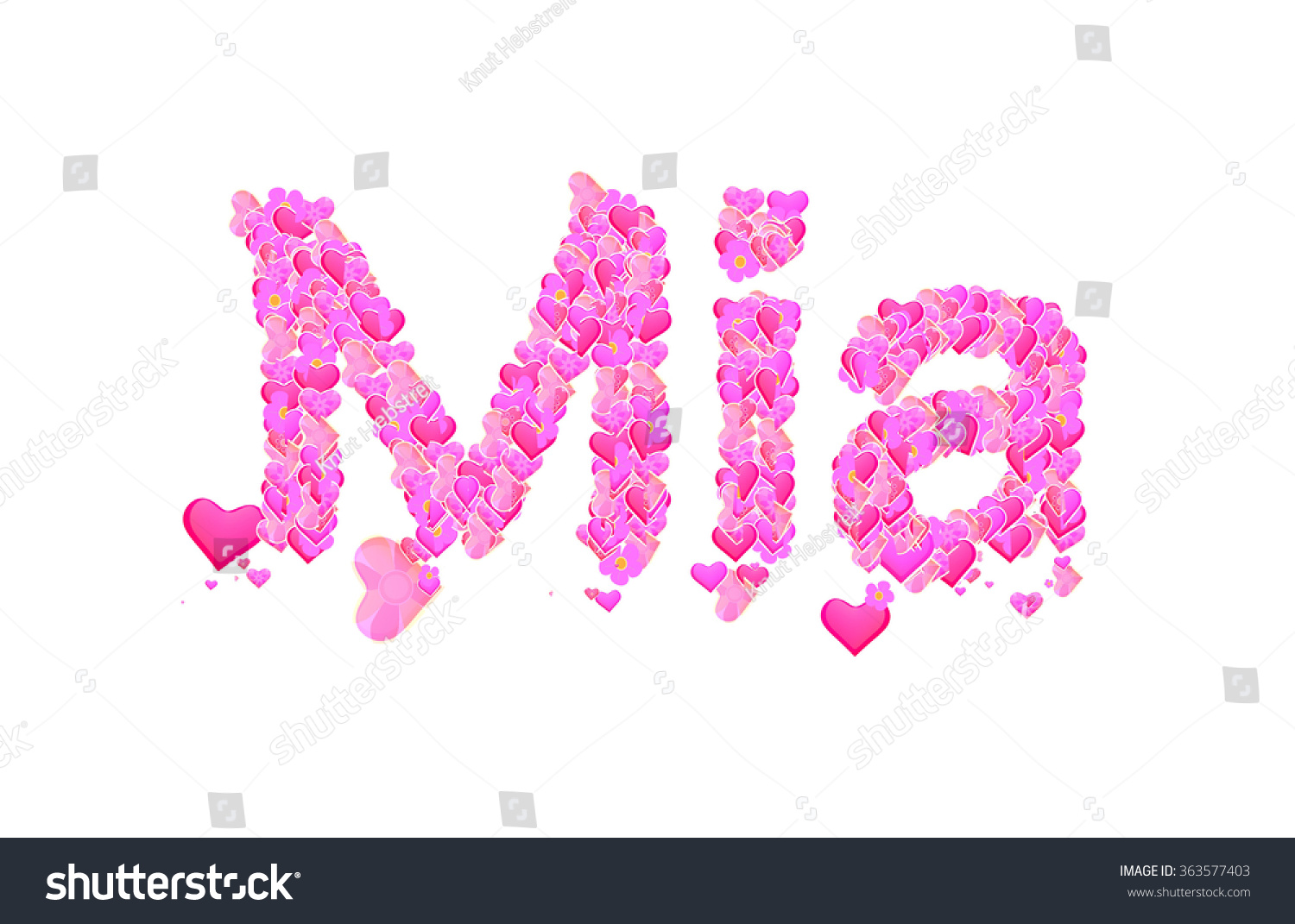 Mia Name Set Hearts Decorative Lettering Stock Illustration 363577403