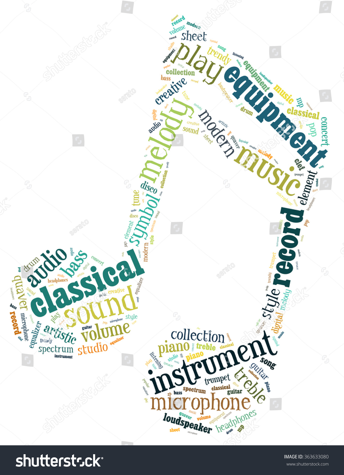 Music Note Word Cloud Concept On Stock Illustration 363633080 ...