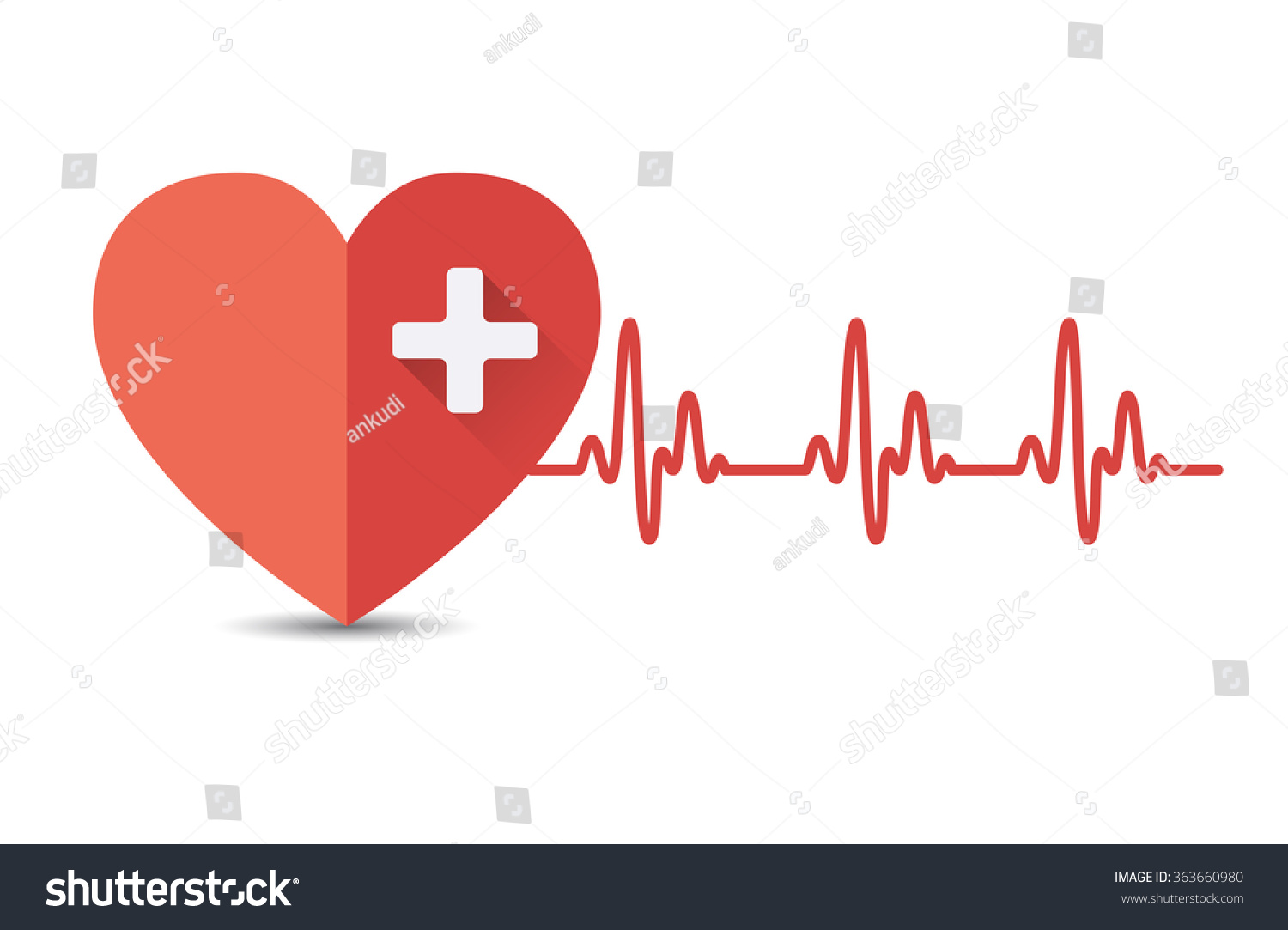 Heart Heartbeat Electrocardiogram Vector Illustration Stock Vector ...