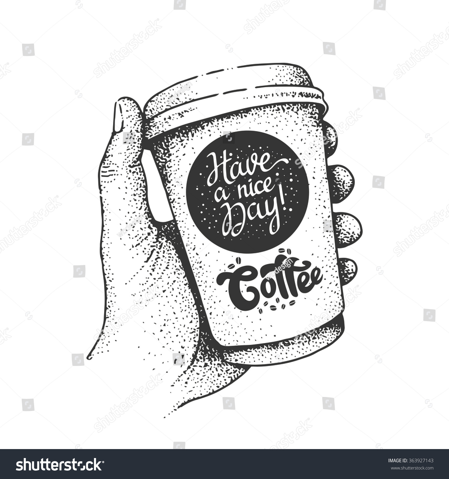 Coffee Cup Hand Vector Art Stock Vector (Royalty Free) 363927143 ...