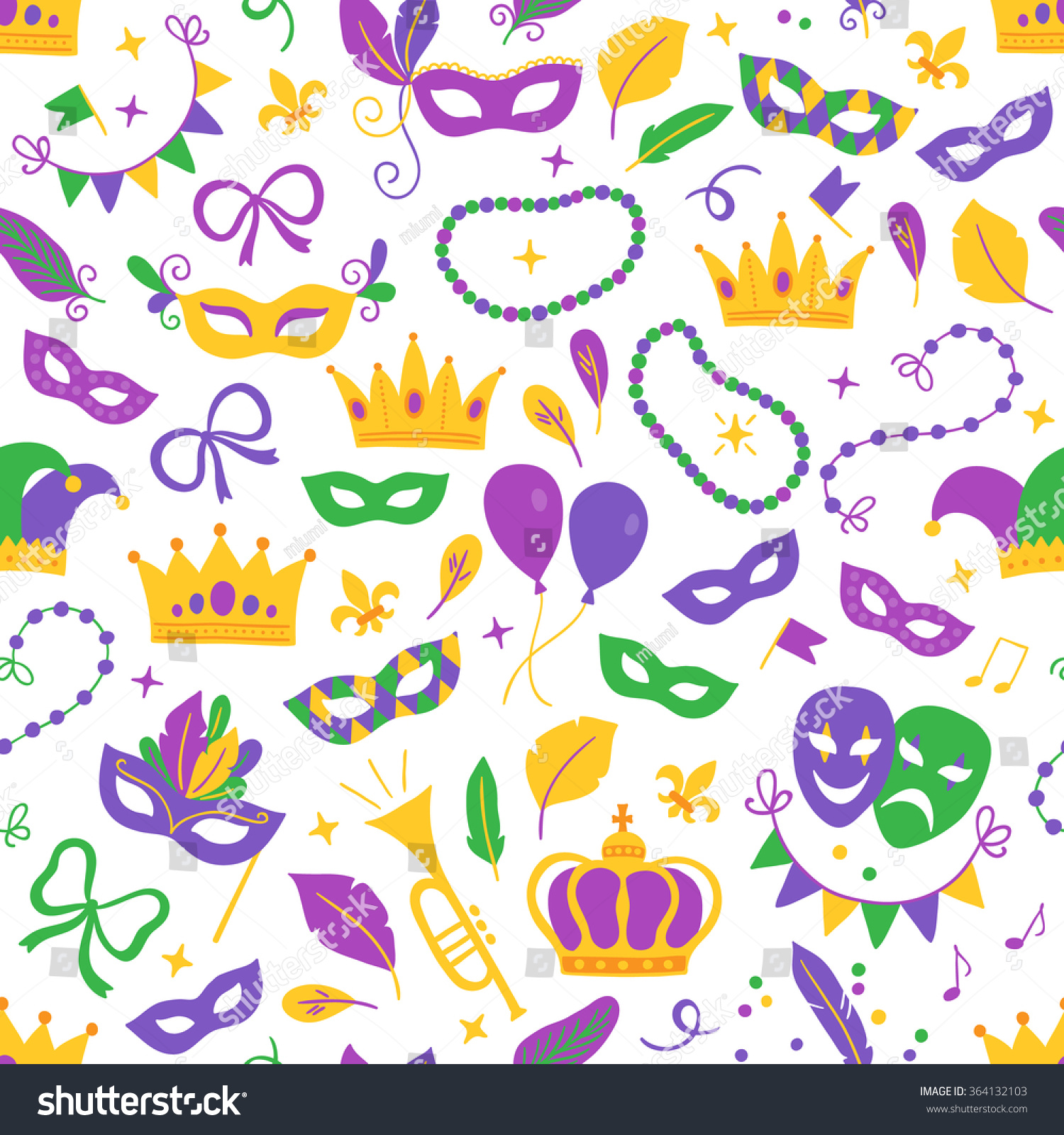 Mardi Gras Seamless Pattern Balloon Carnival Stock Vector (Royalty Free ...