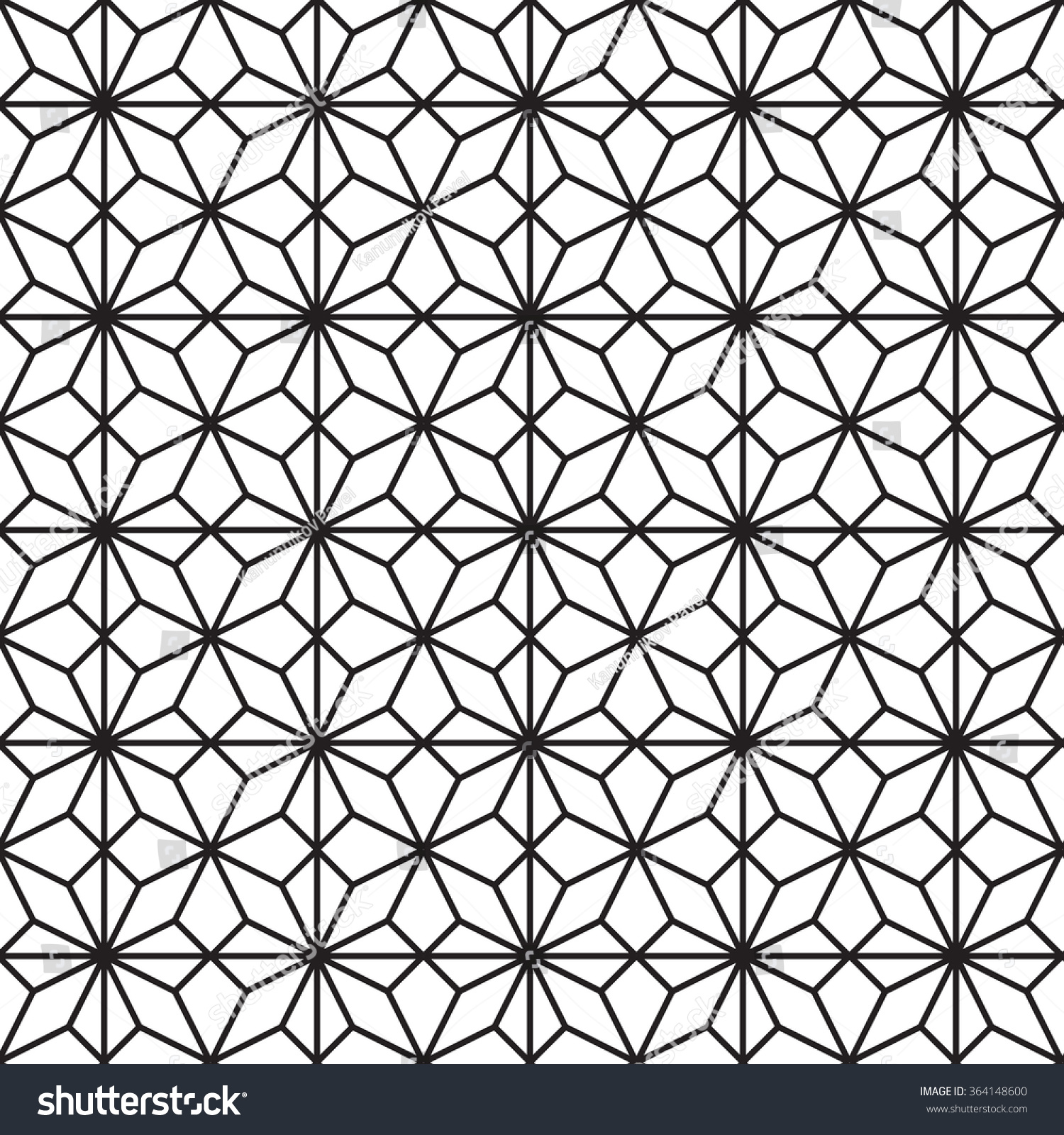 Seamless Black White Geometric Pattern Outline Stock Vector (Royalty ...