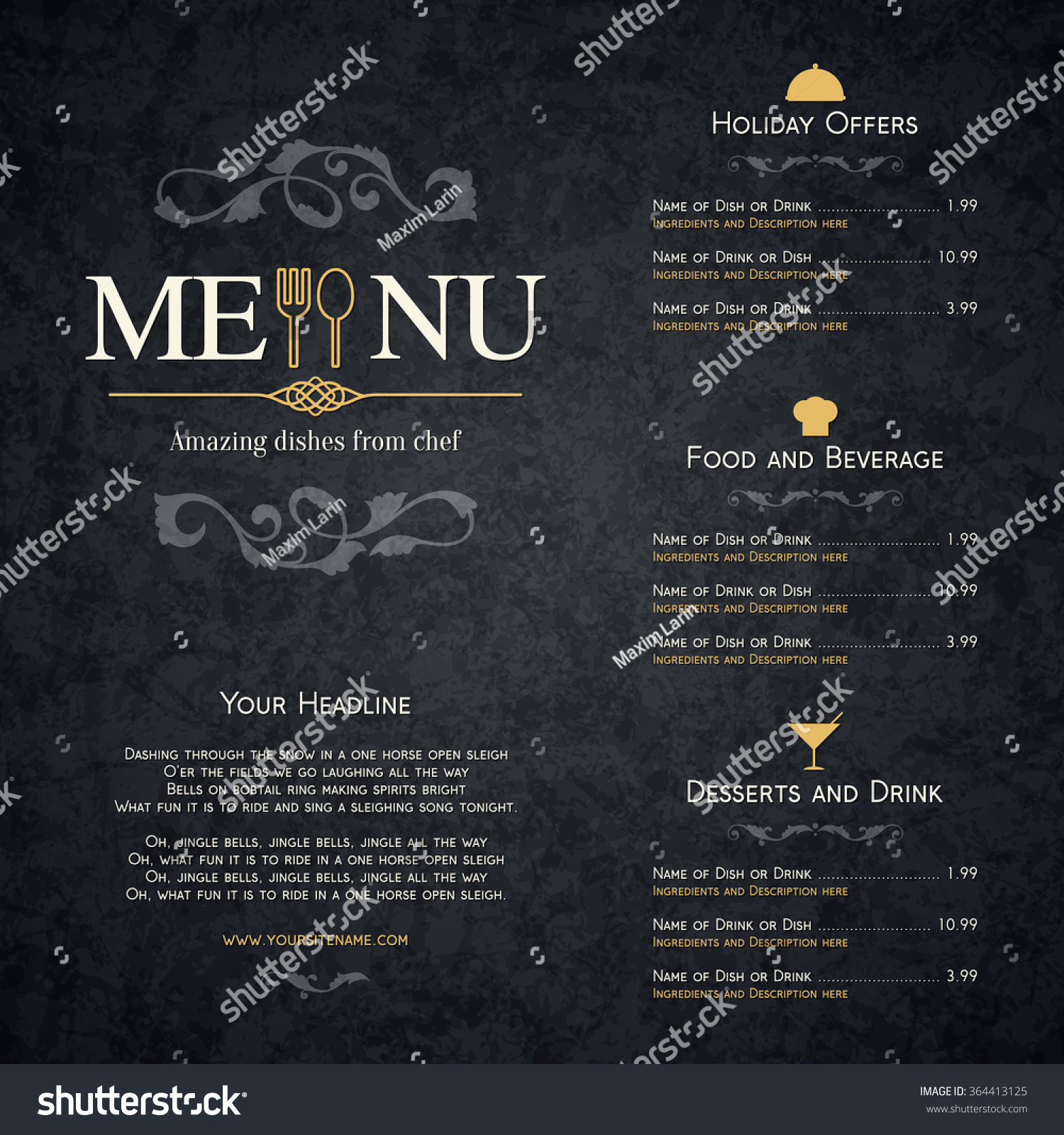 Restaurant Menu Design Vector Brochure Template Stock Vector (Royalty ...