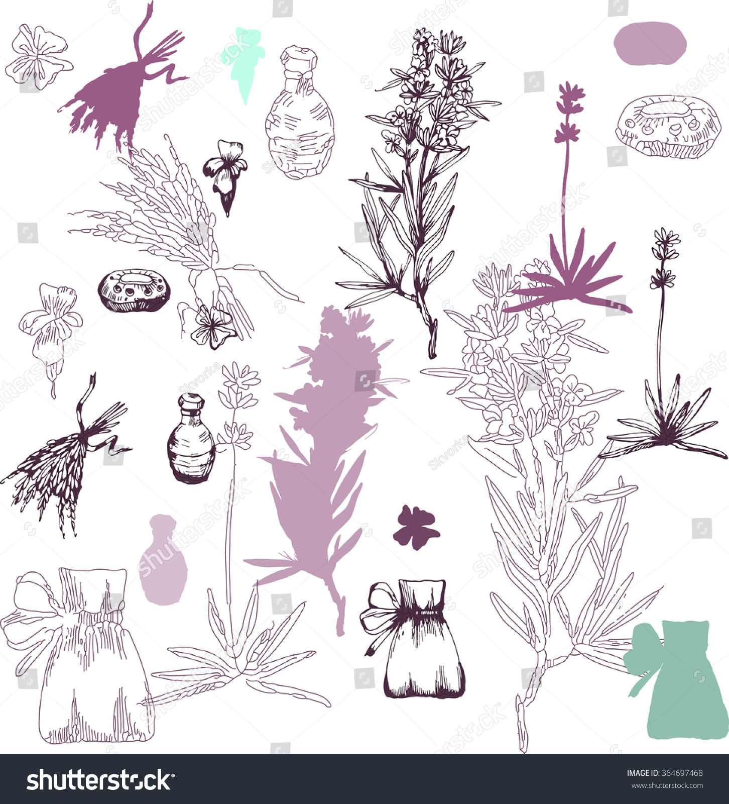 Lavender Flowers Silhouette Vector Isolated Illustration Stock Vector ...