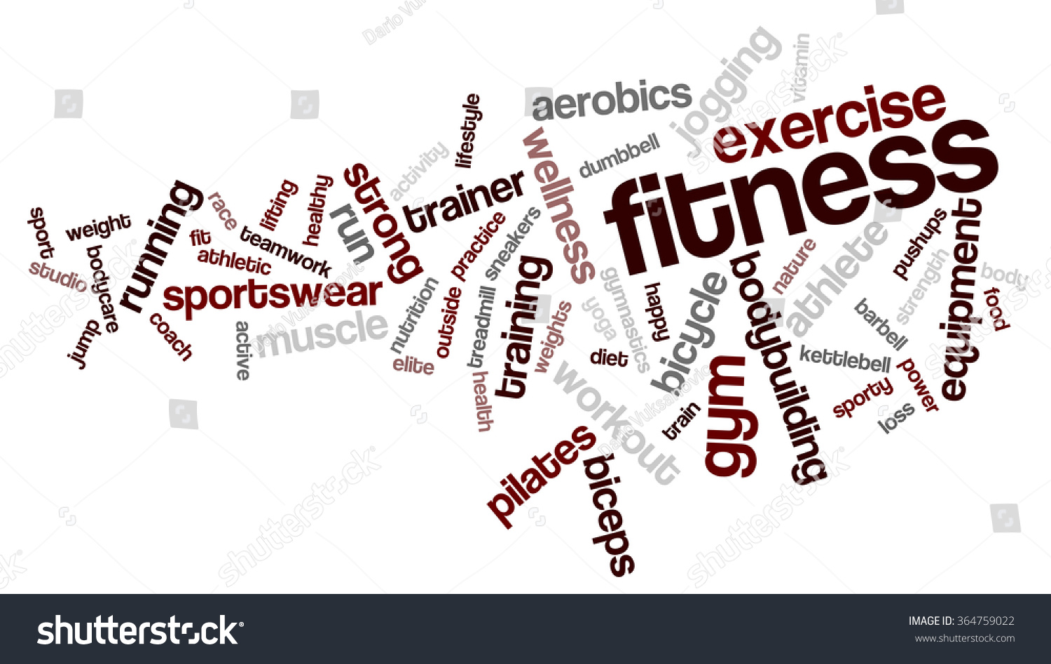 Fitness Word Cloud Workout Typography Background Stock Illustration ...