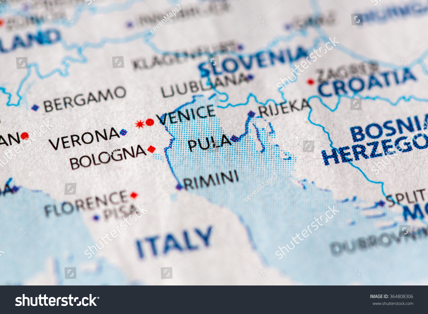 Closeup Pula Croatia On Political Map Stock Photo 364808306 | Shutterstock