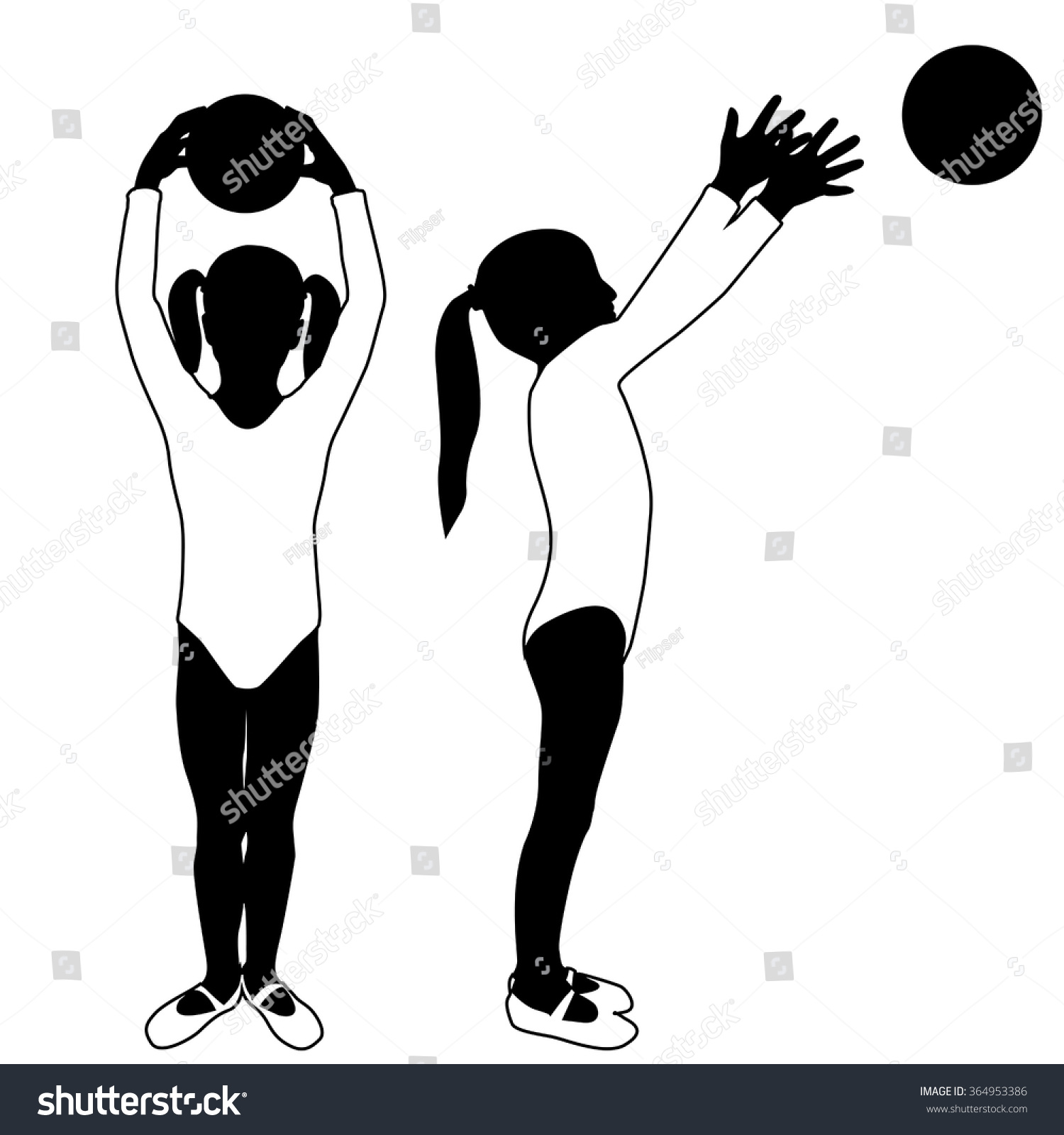 Children Silhouettes Girl Playing Ball Gymnast Stock Vector (Royalty ...