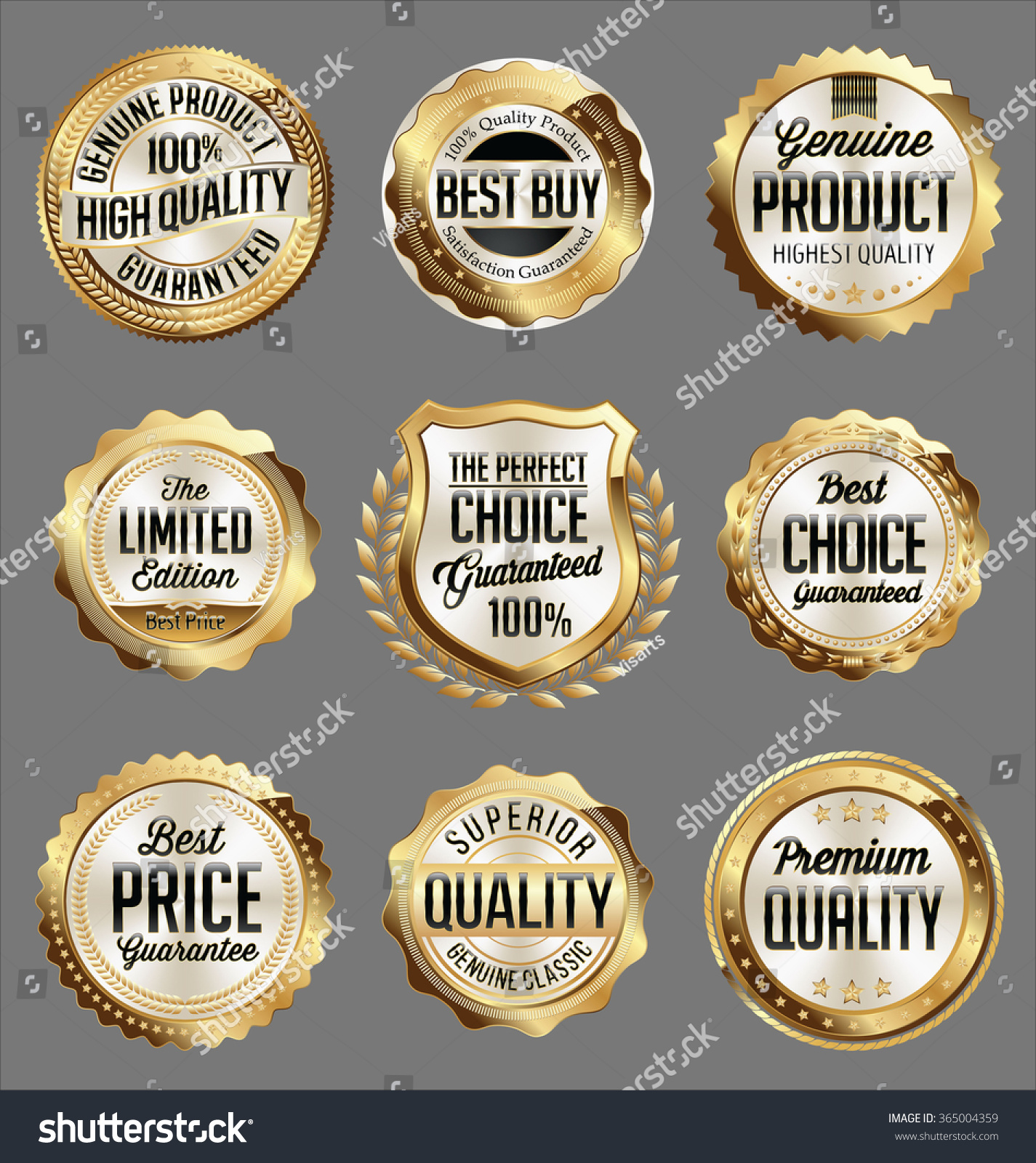 Gold White Badge Luxury Set Perfect Stock Vector (Royalty Free ...