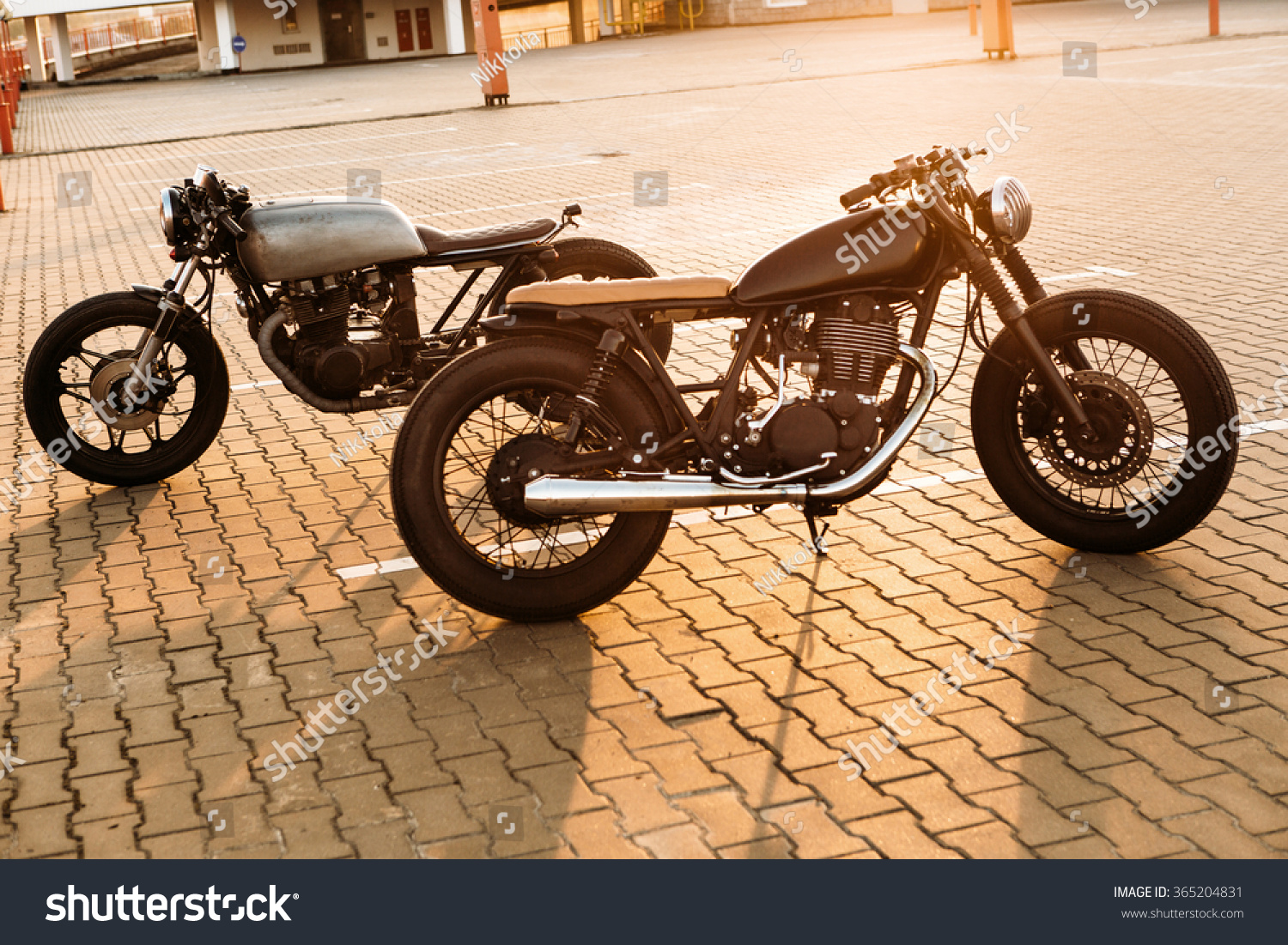 Two Brutal Vintage Custom Motorbike Caferacer Stock Photo Shutterstock