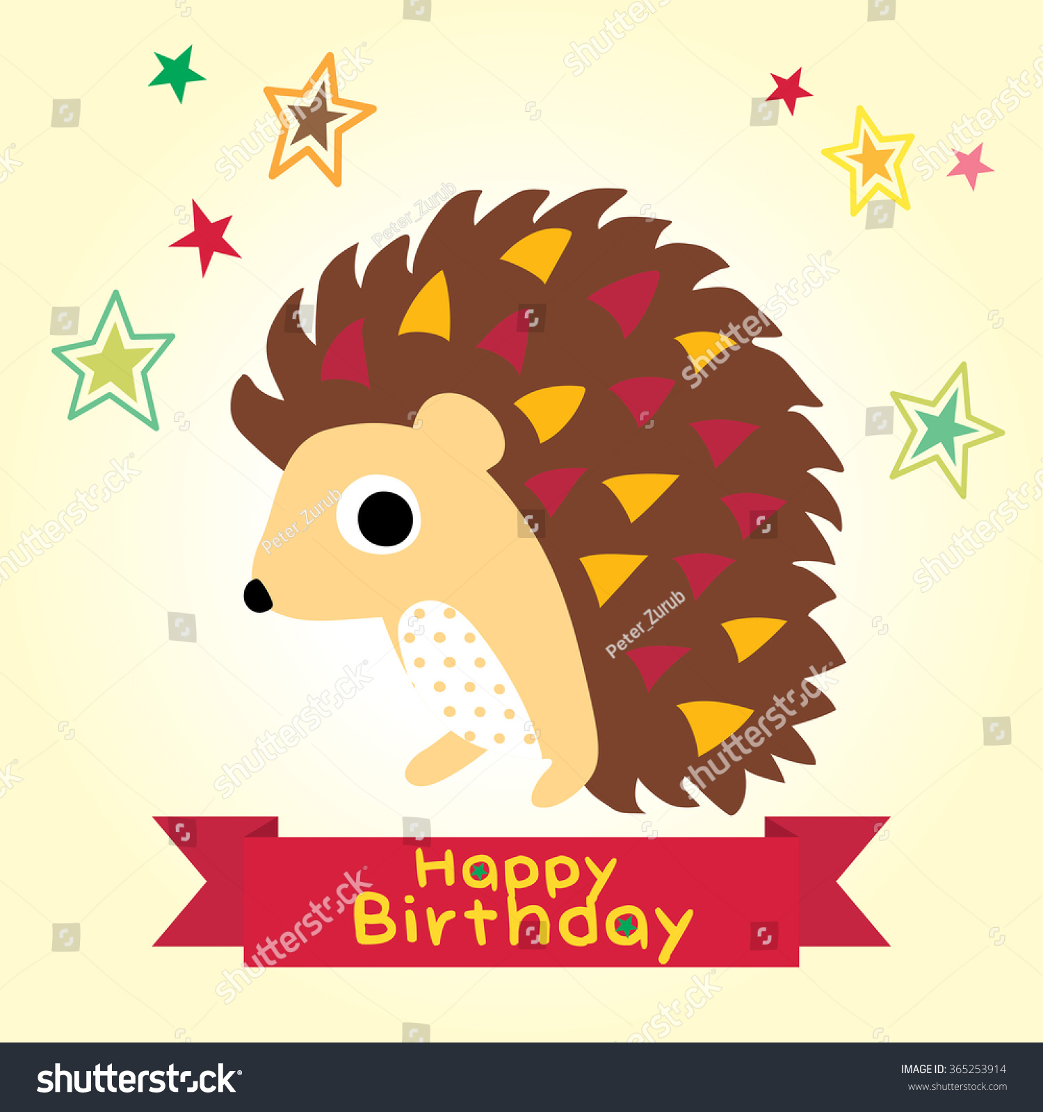 Happy Birthday Cartoon Background Cute Hedgehog Stock Vector (Royalty ...