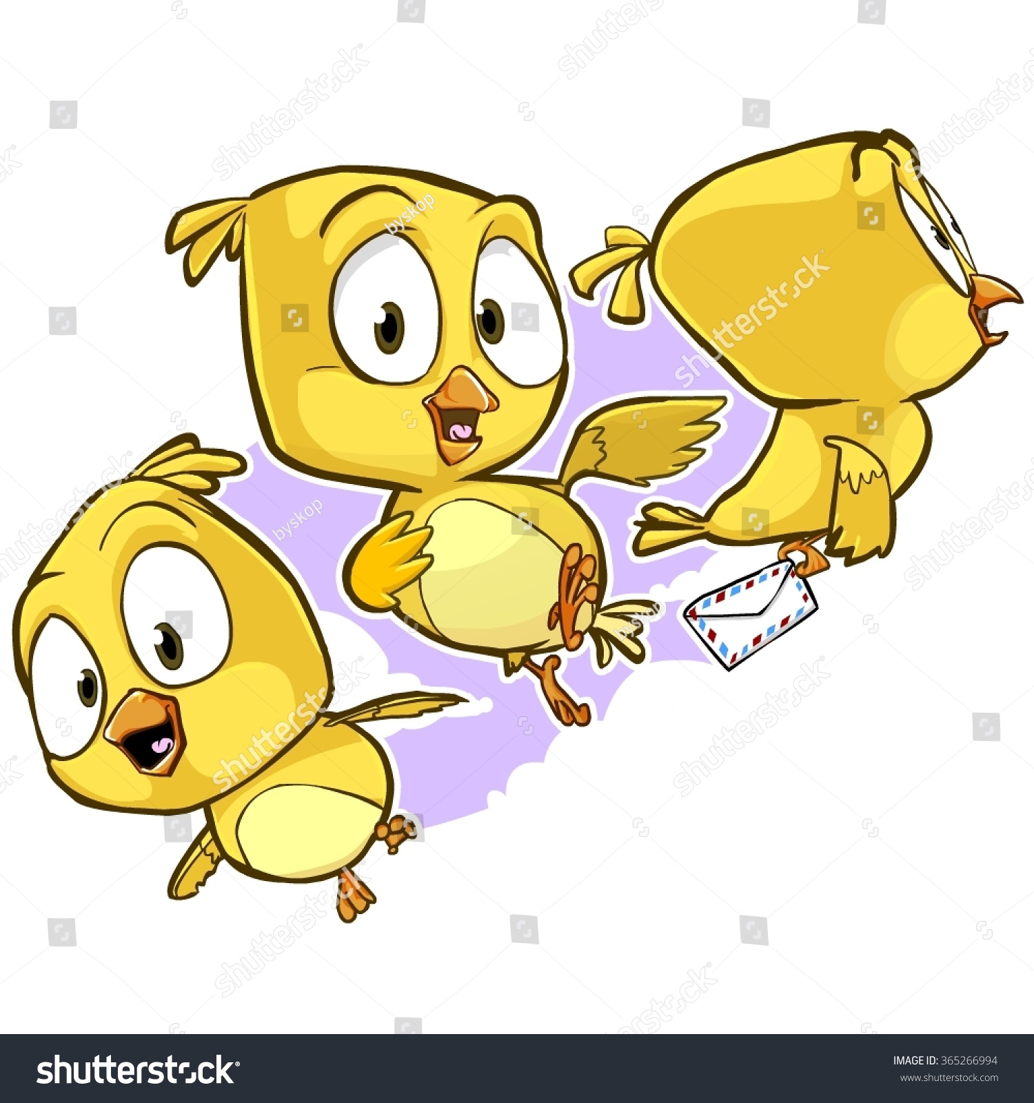 Very Adorable Yellow Cartoon Bird Character Stock Vector (Royalty Free ...