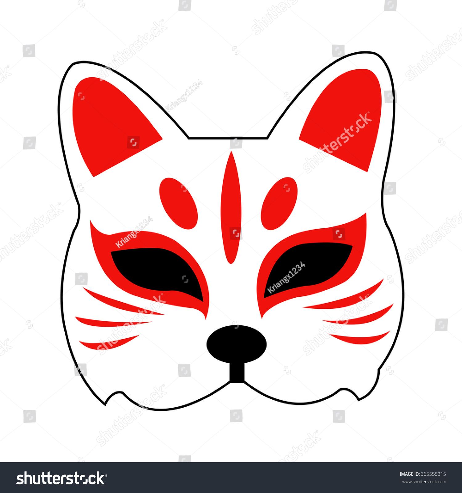 Японская маска кота сбоку белая