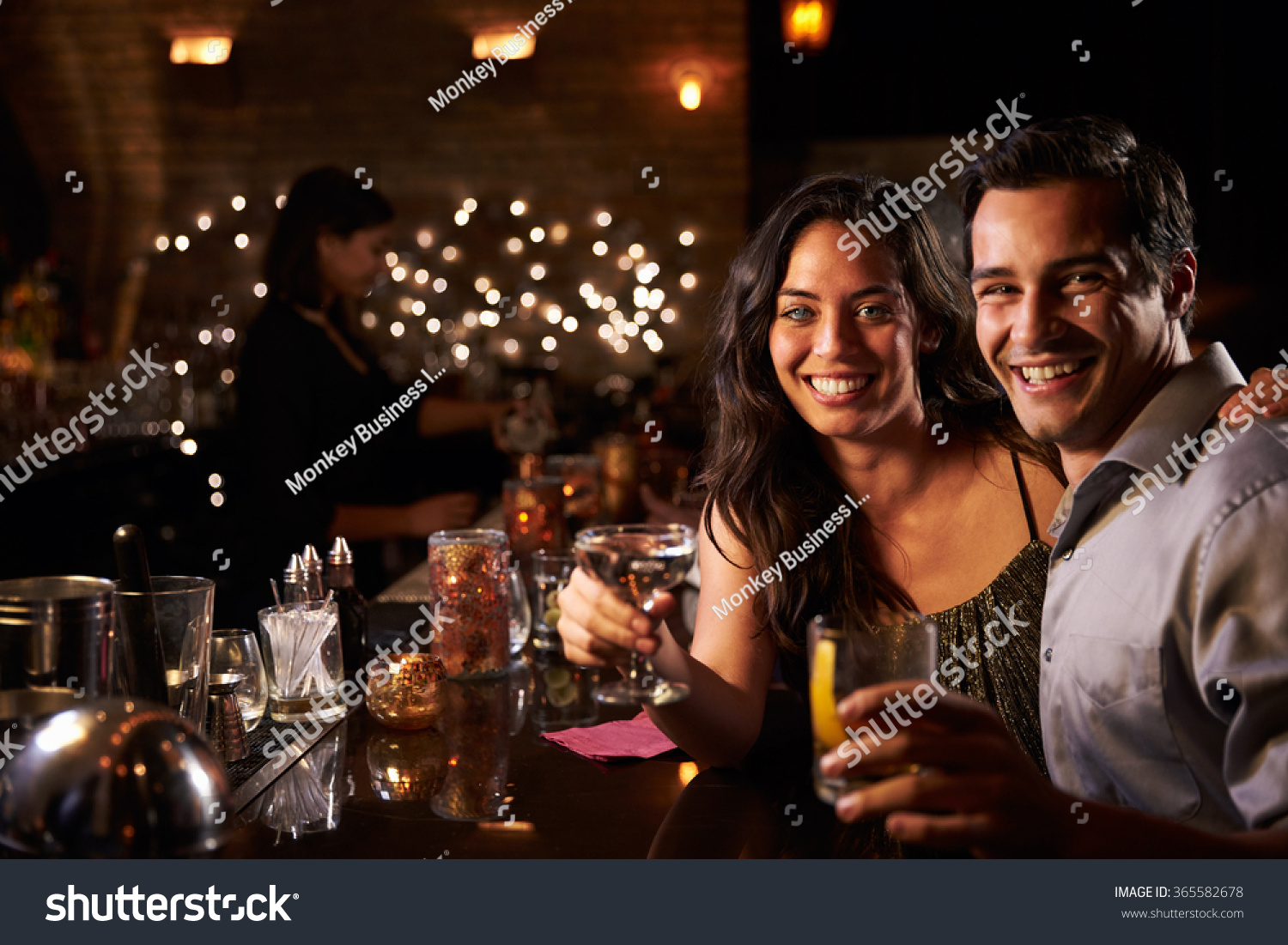 Portrait Couple Enjoying Night Out Cocktail Stock Photo 365582678 ...