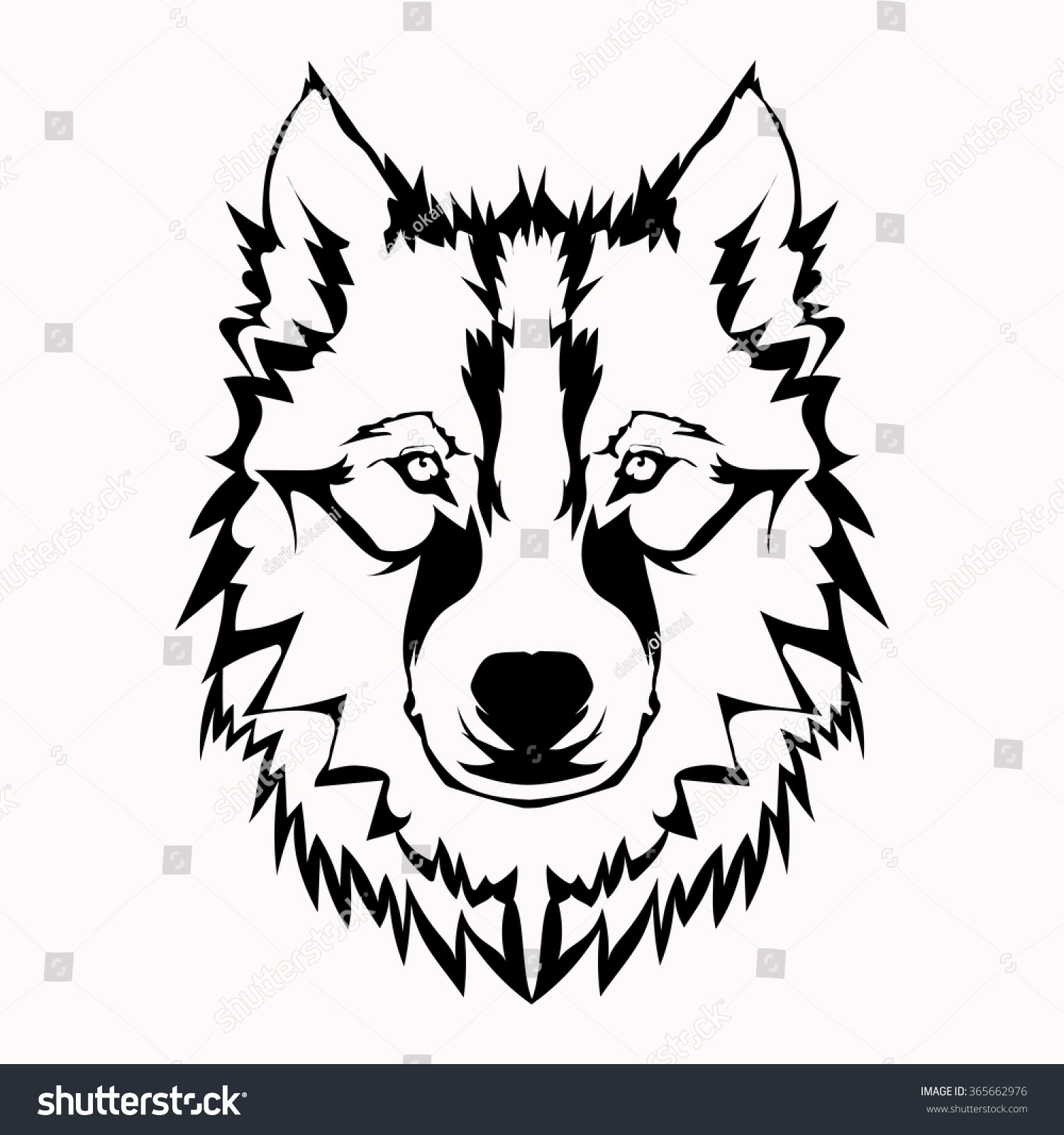 Черно белое лицо волка
