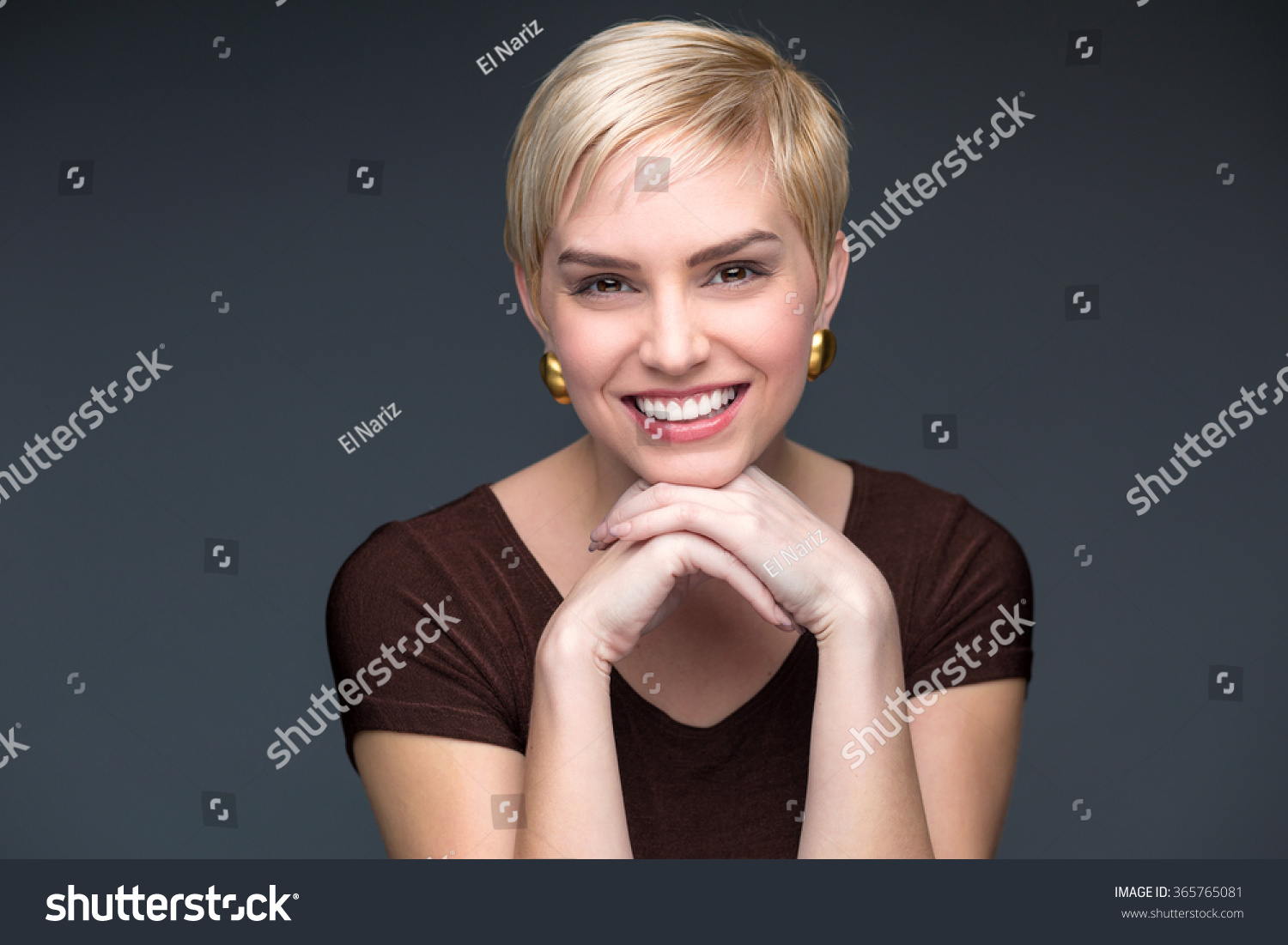 Blonde Short Pixie Haircut Portrait Fun Stock Photo 365765081 Blonde Short Pixie Haircut Portrait Fun Stock Photo 365765081