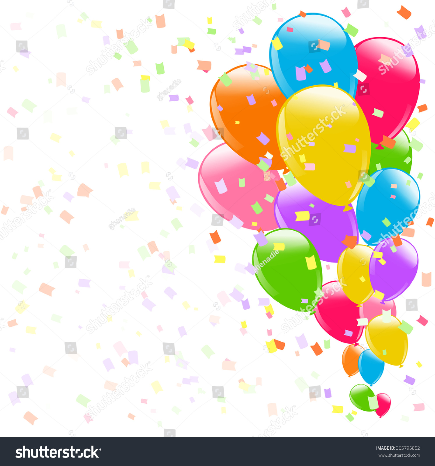 Flying Colorful Balloons Confetti On White Stock Vector (Royalty Free ...