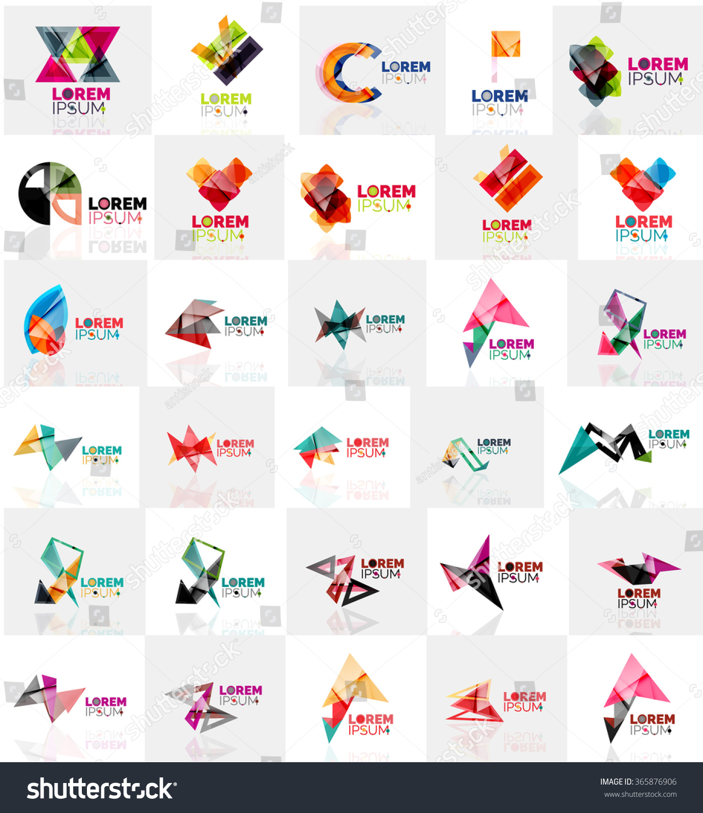 Collection Colorful Abstract Origami Logos Stock Vector (Royalty Free ...