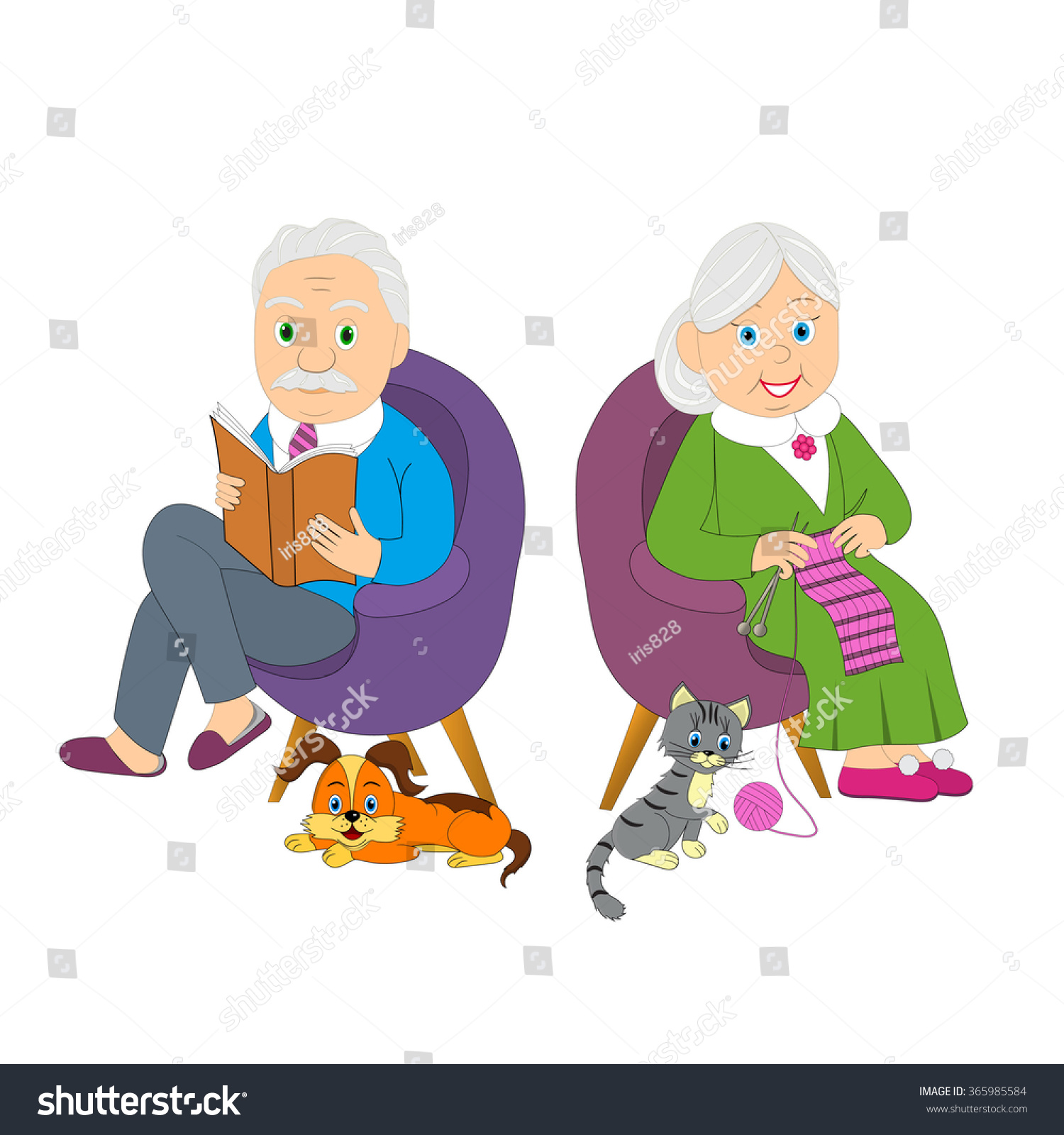 Бабушка и дедушка сидят