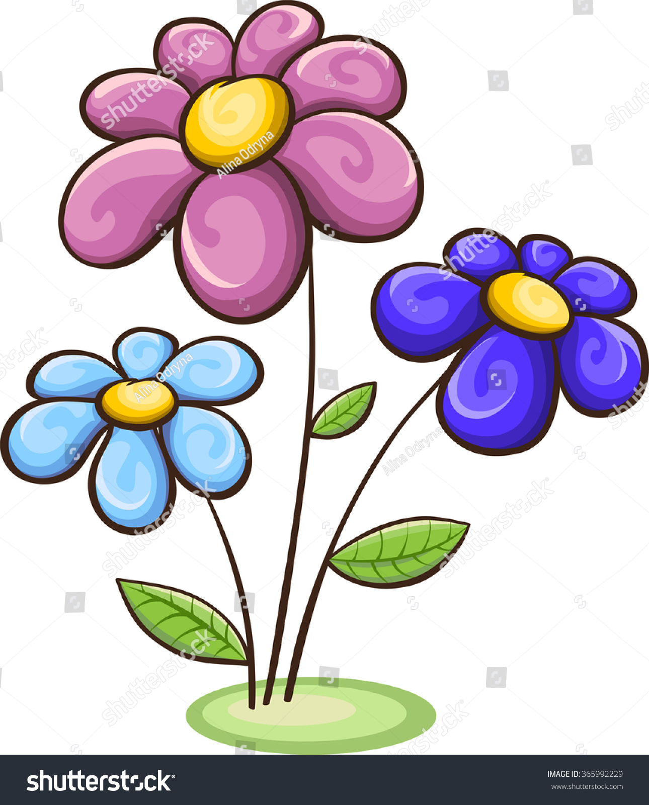 blue cartoon flower