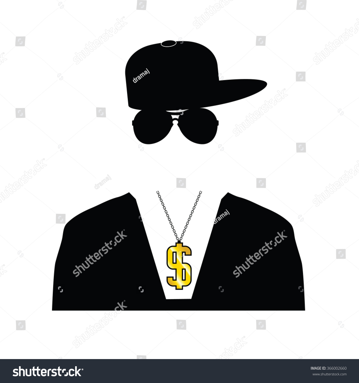 Rapper Illustration Dollar Chain On White Stock Vector (Royalty Free ...