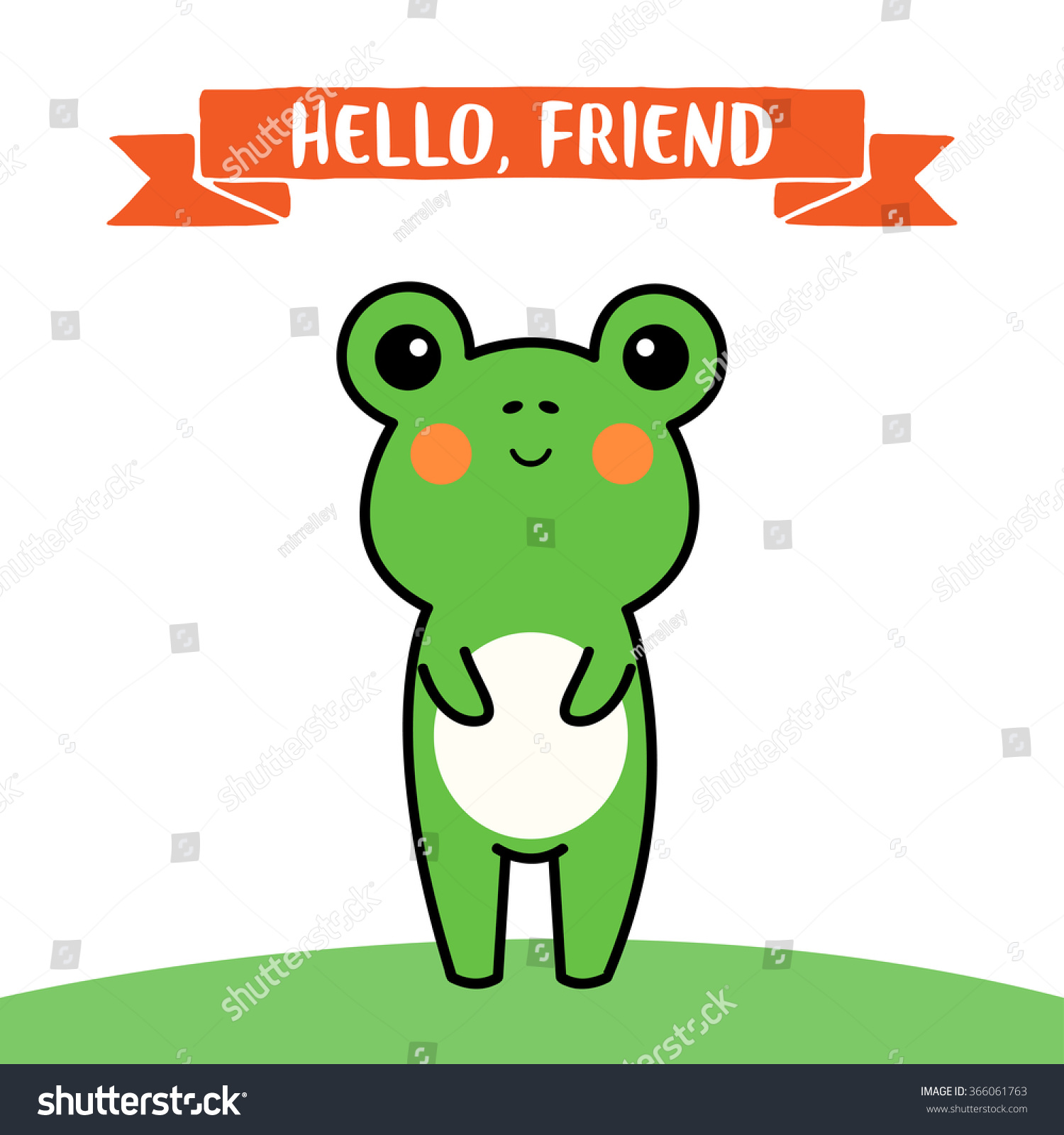 Illustration Cute Cartoon Baby Frog Hello Stock Vector (Royalty Free ...