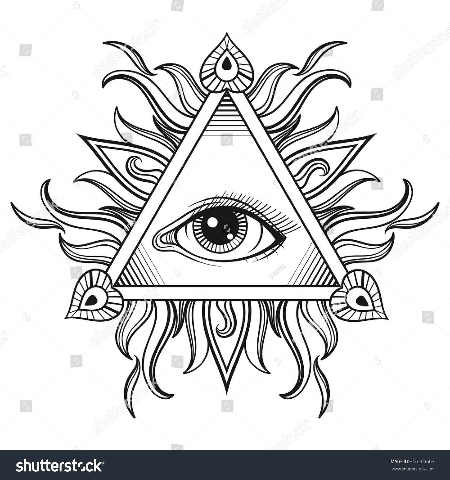 All Seeing Eye Pyramid Symbol Tattoo Stock Illustration 366269609 ...