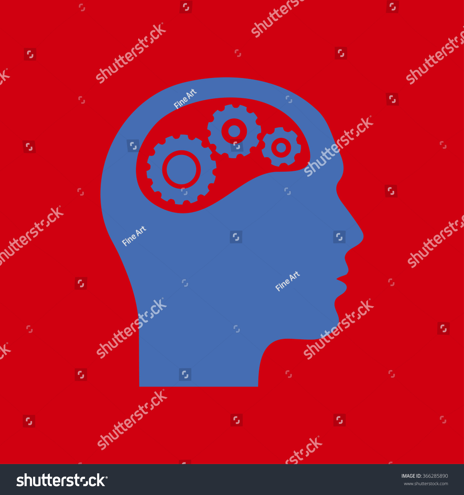 Thinking Icon Silhouette Gear Head Stock Vector (Royalty Free ...