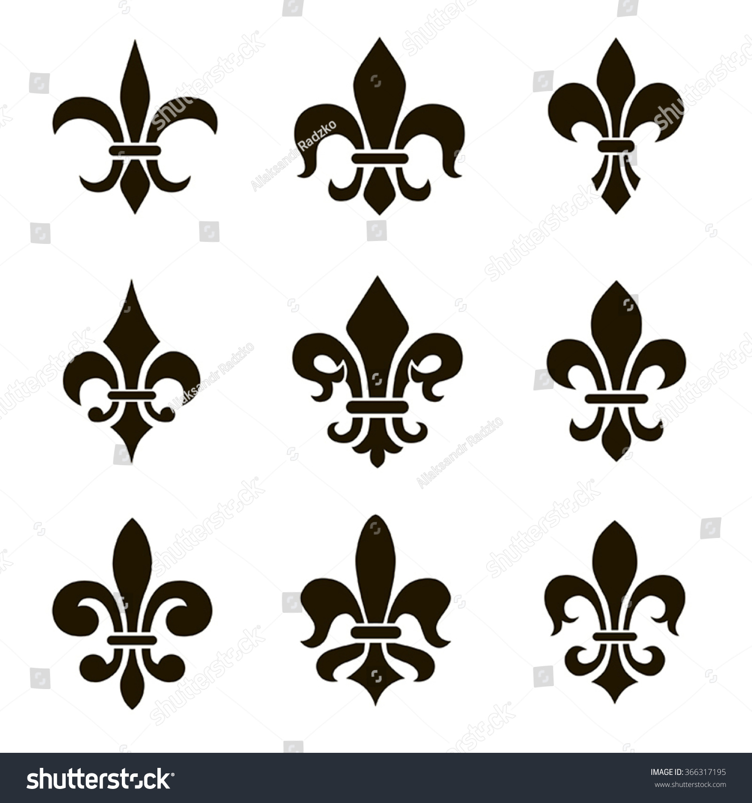 Set Different Vector Black Fleur De Stock Vector (Royalty Free ...