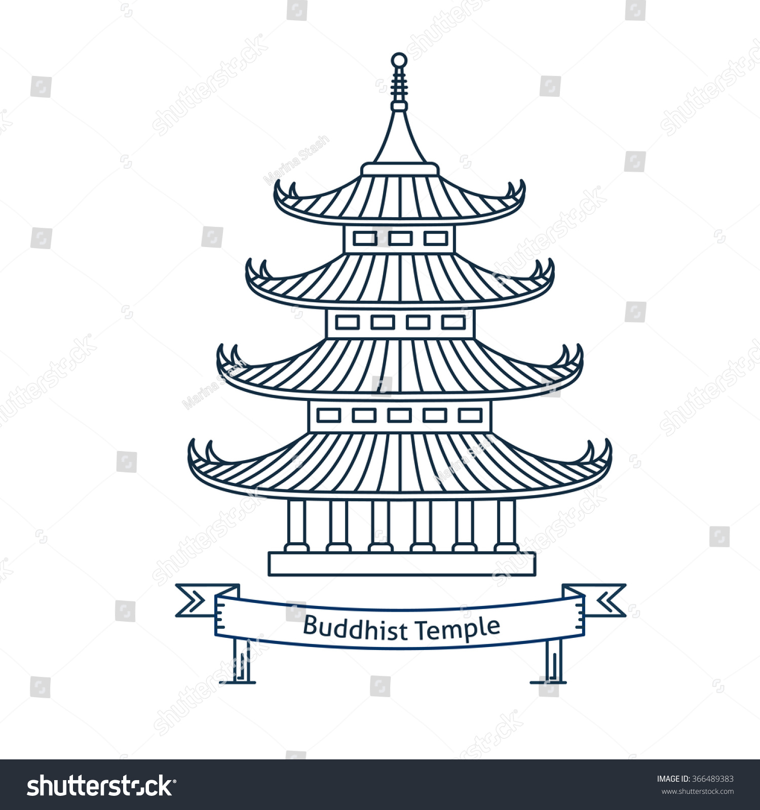 Храм Будды рисунок