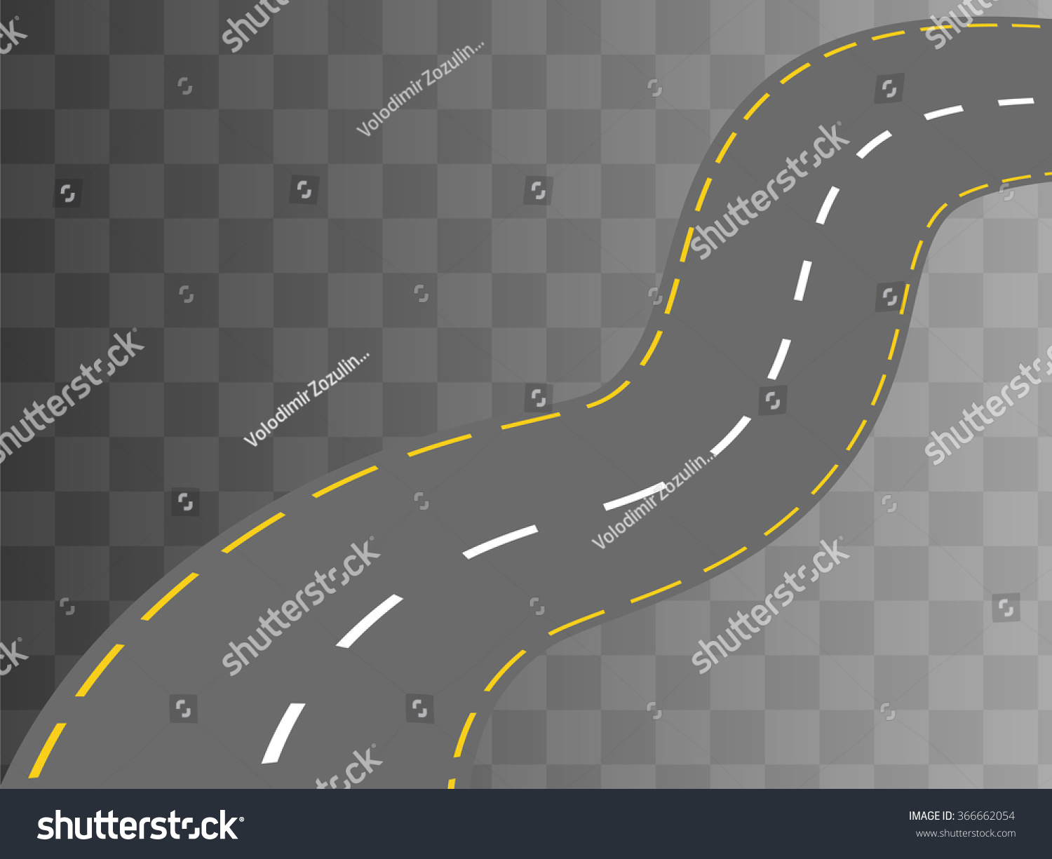 Curved Road White Markings Illustration Stock Illustration 366662054 