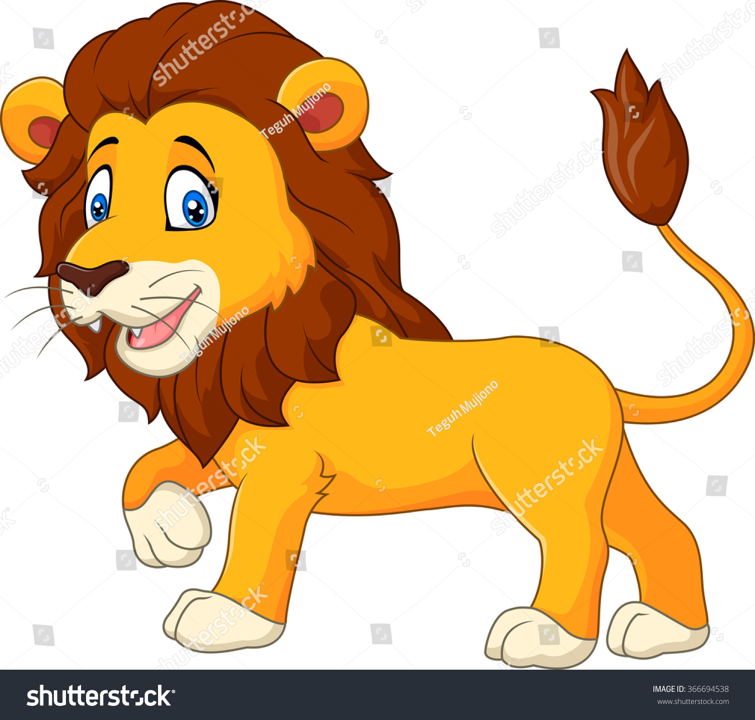 Cute Lion Walking Isolated On White Stock Vector (Royalty Free ...