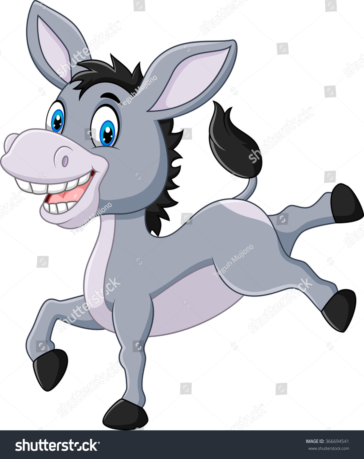 Cartoon Happy Donkey Isolated On White Stock Vector (Royalty Free ...