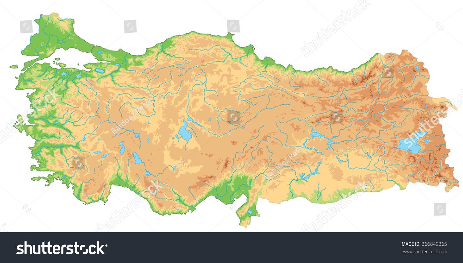 High Detailed Turkey Physical Map Stock Vector Royalty Free 366849365 Stock Vector High Detailed Turkey Physical Map 366849365