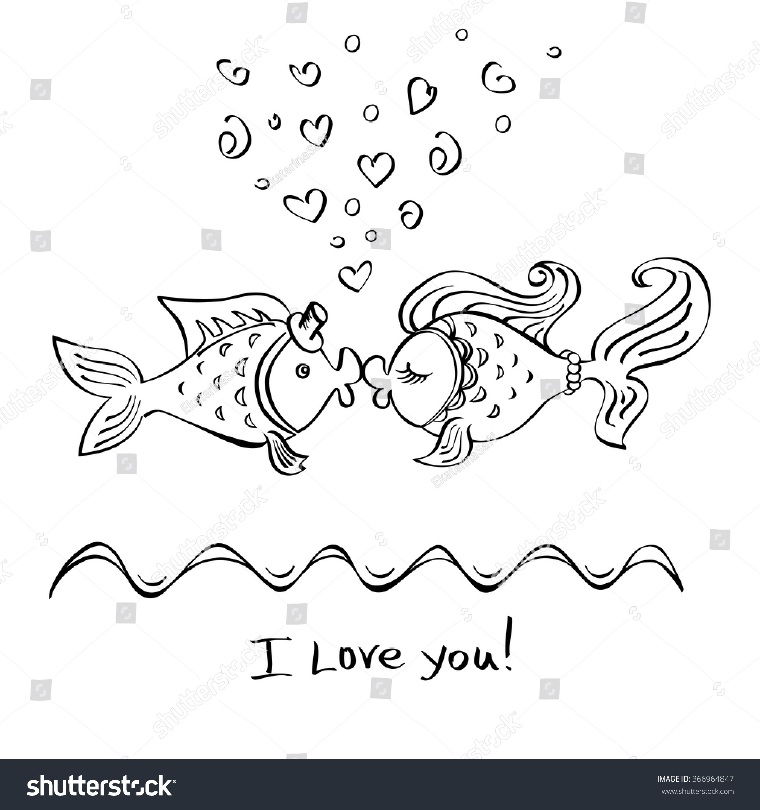 Рисунки влюбленных рыбок