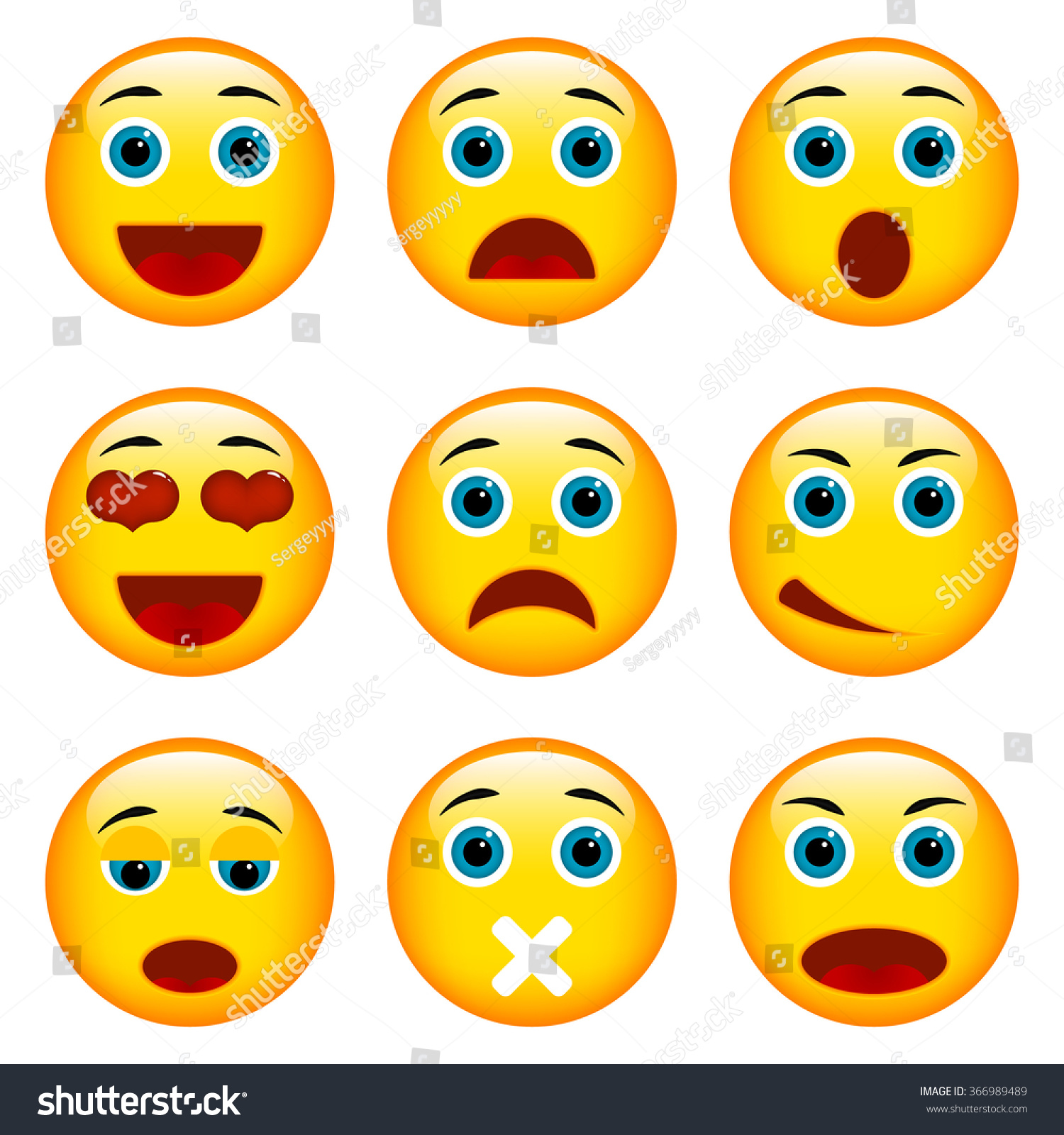 Set Emoticons Set Emoji Isolated Vector Stock Vector (Royalty Free ...