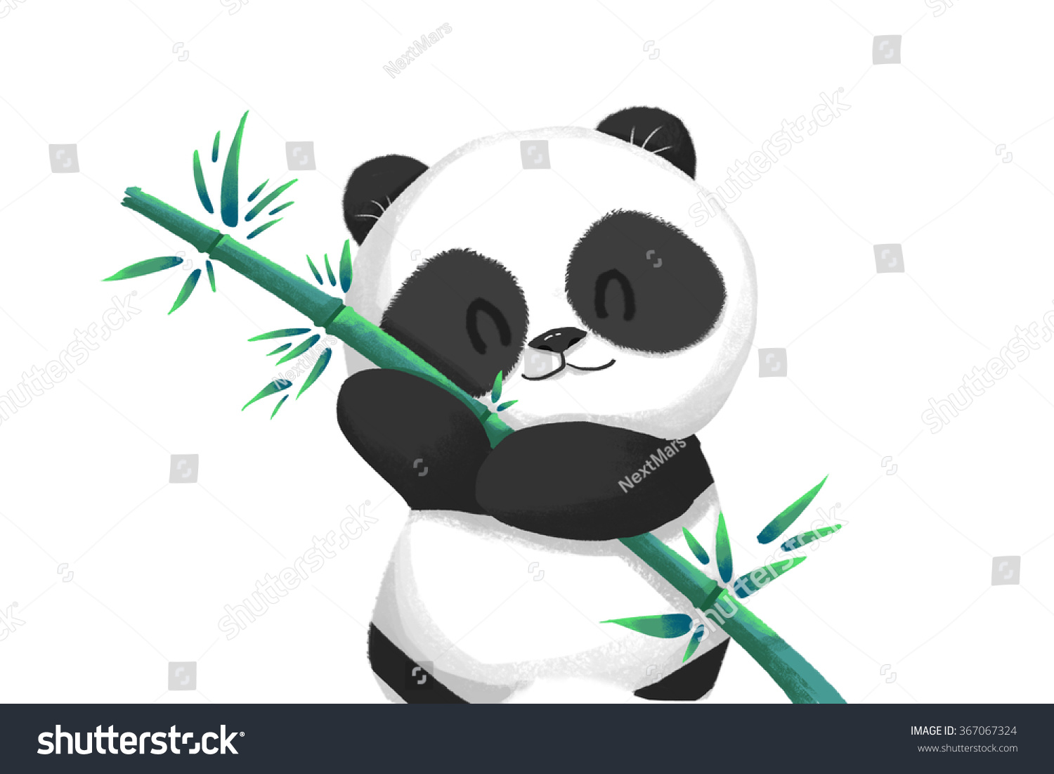 Рисунок Панда с бамбуком лёгкий