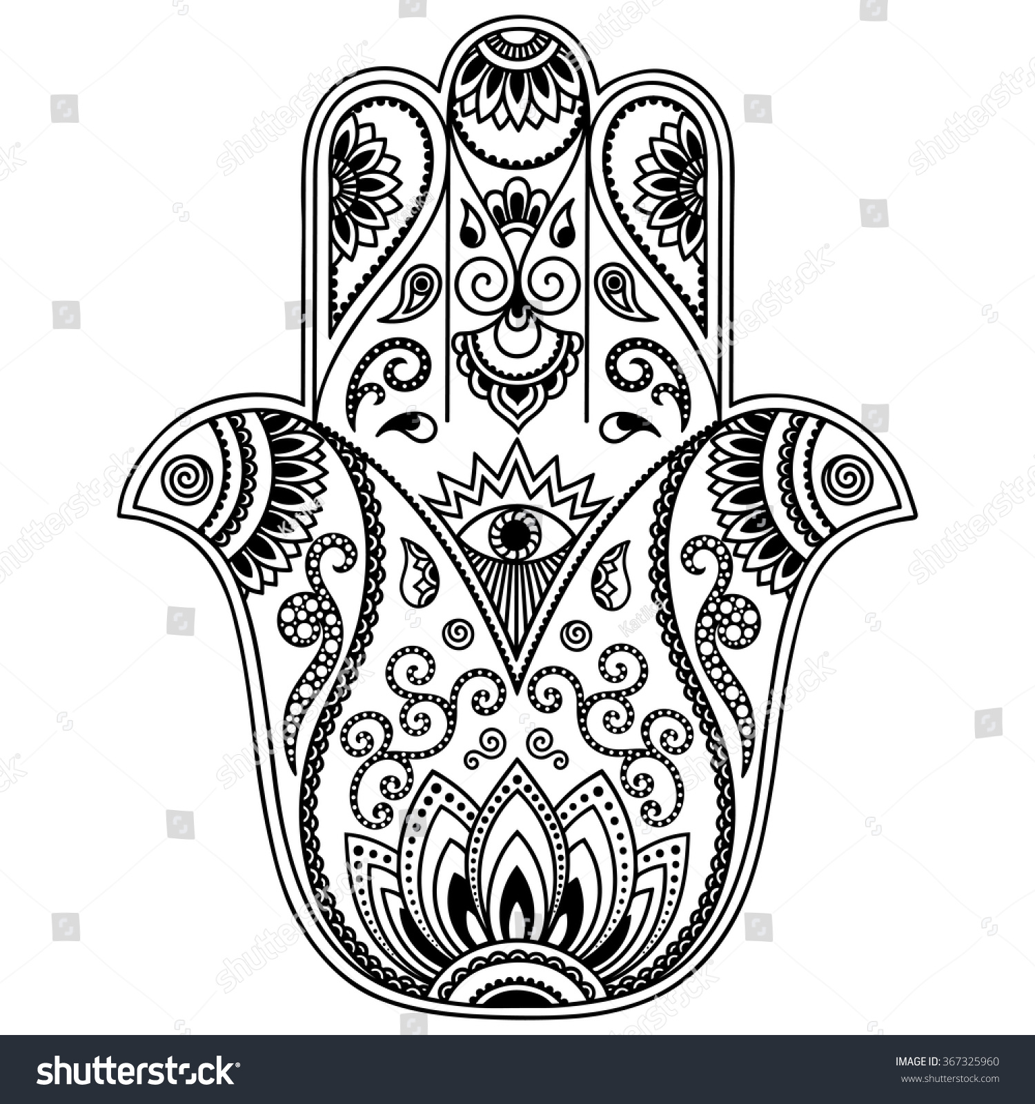 Hamsa Hand Drawn Symbol Decorative Pattern Stock Vector (Royalty Free ...