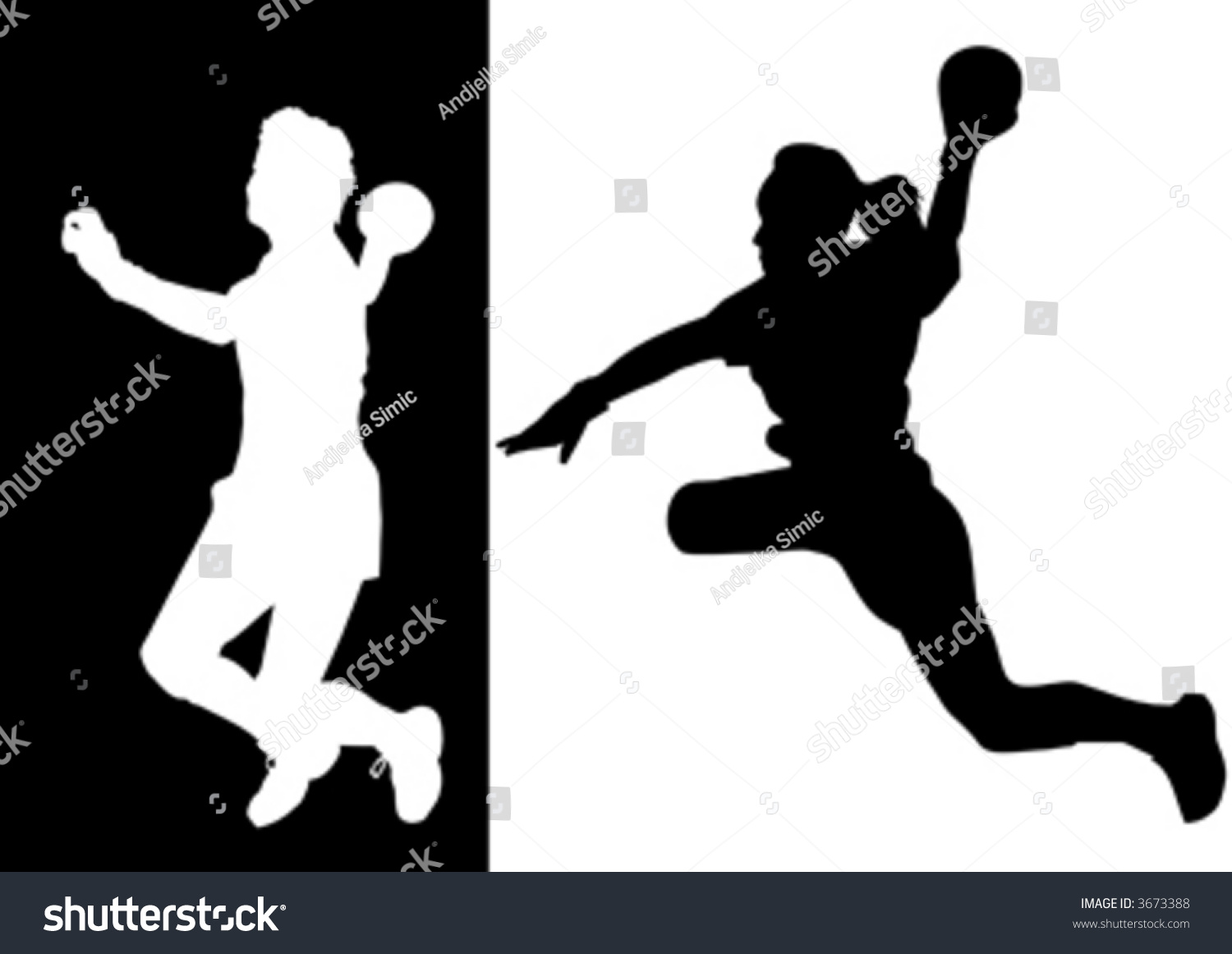 Silhouettes Handball Stock Vector (Royalty Free) 3673388 | Shutterstock